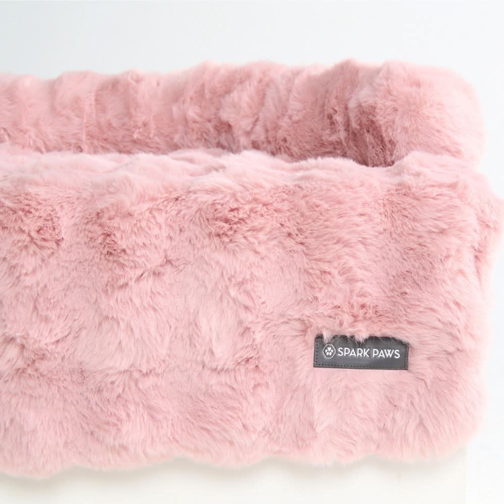Calming Fluffy Couch Cover Dog Bed - Pink - Image 5