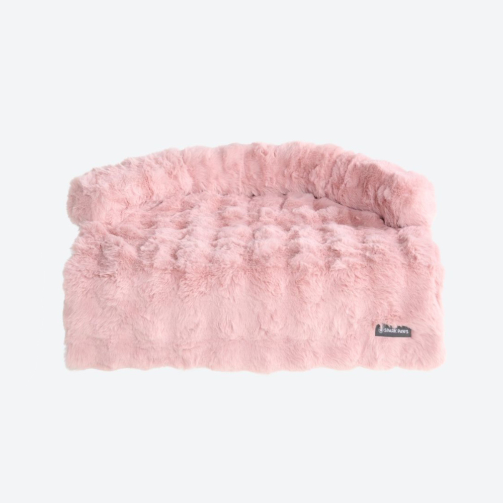 Calming Fluffy Couch Cover Dog Bed - Pink - Image 2