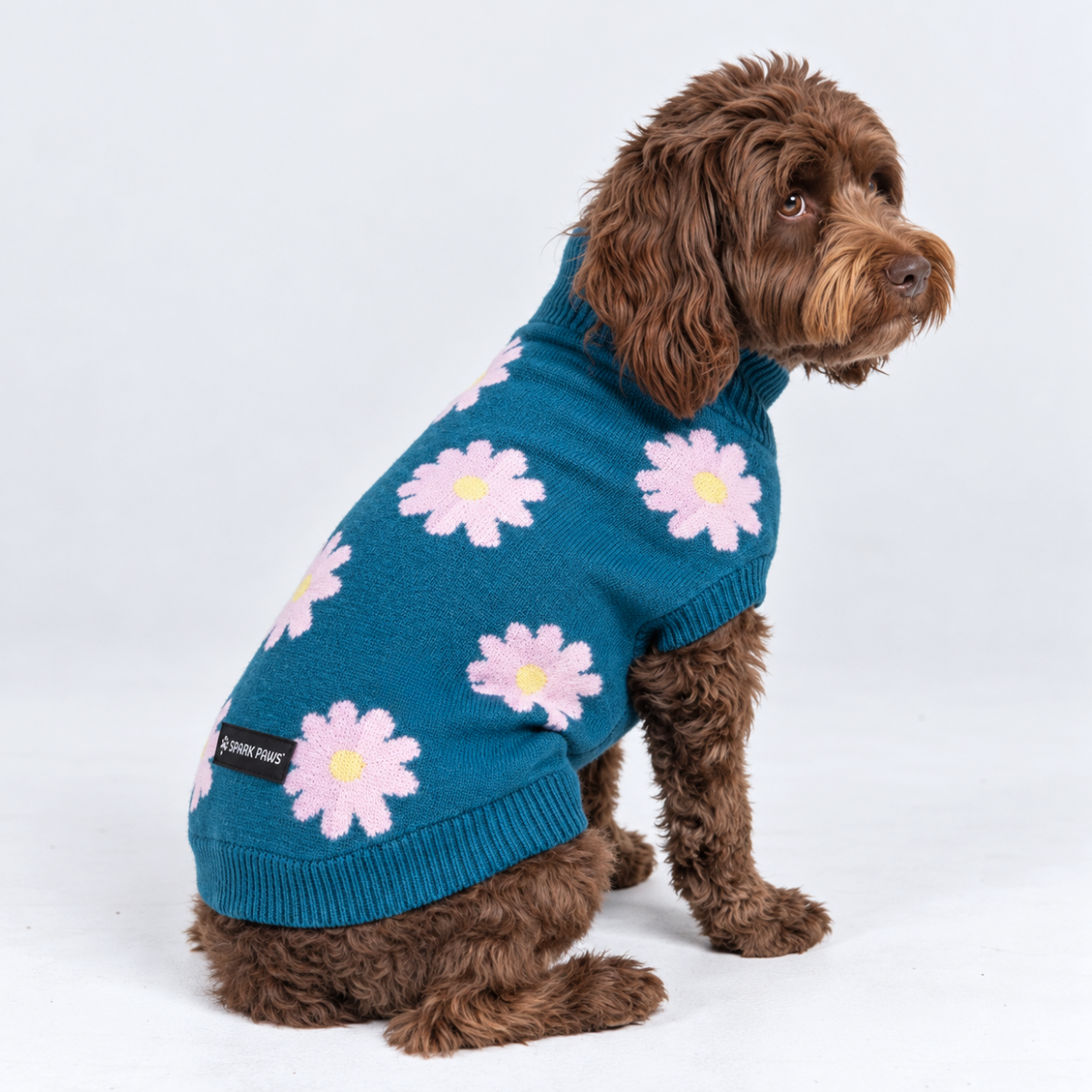 Flower Knit Dog Sweater - Image 4