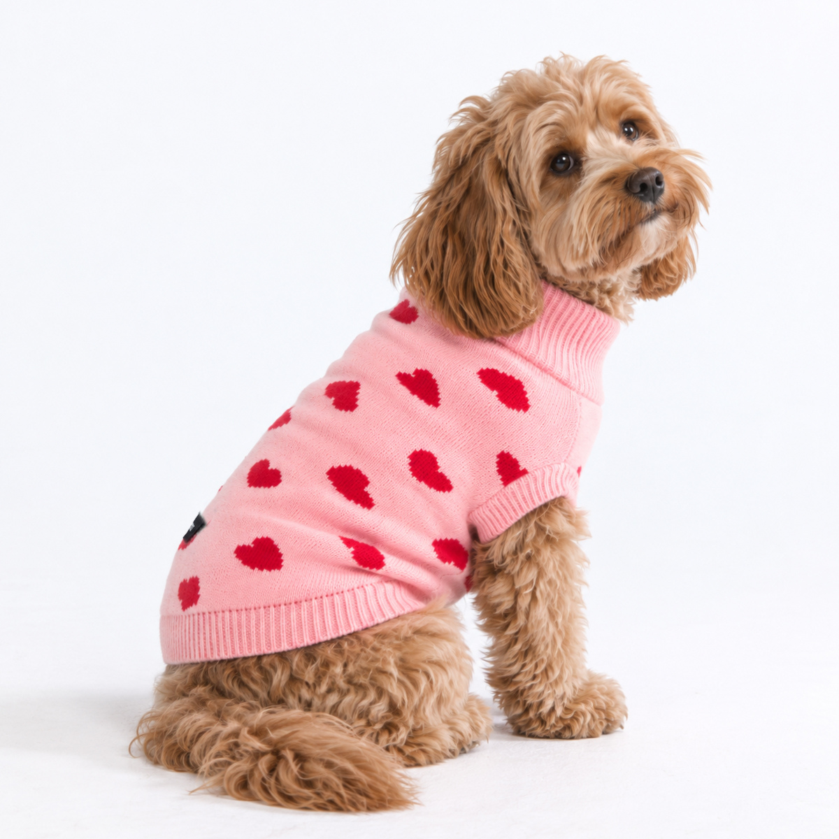 Hearts Knit Dog Sweater - Image 3