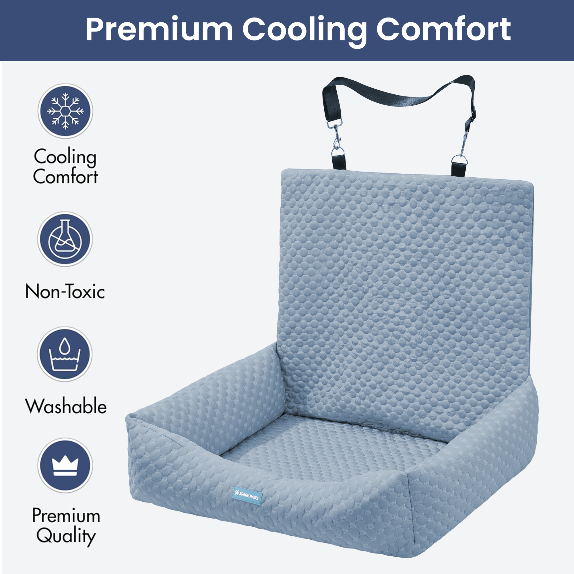 Frostcore™ Dog Cooling Car Seat Bed - Ash Blue - Image 6
