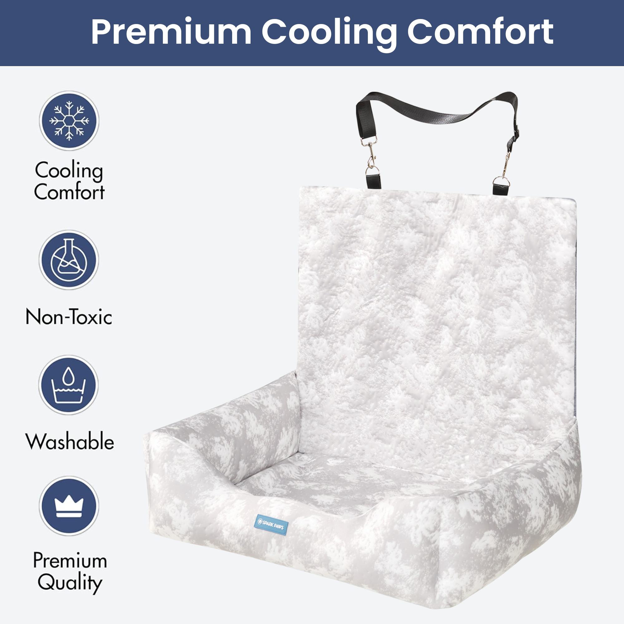 Frostcore™ Dog Cooling Car Seat Bed - Clouds Grey - Image 6