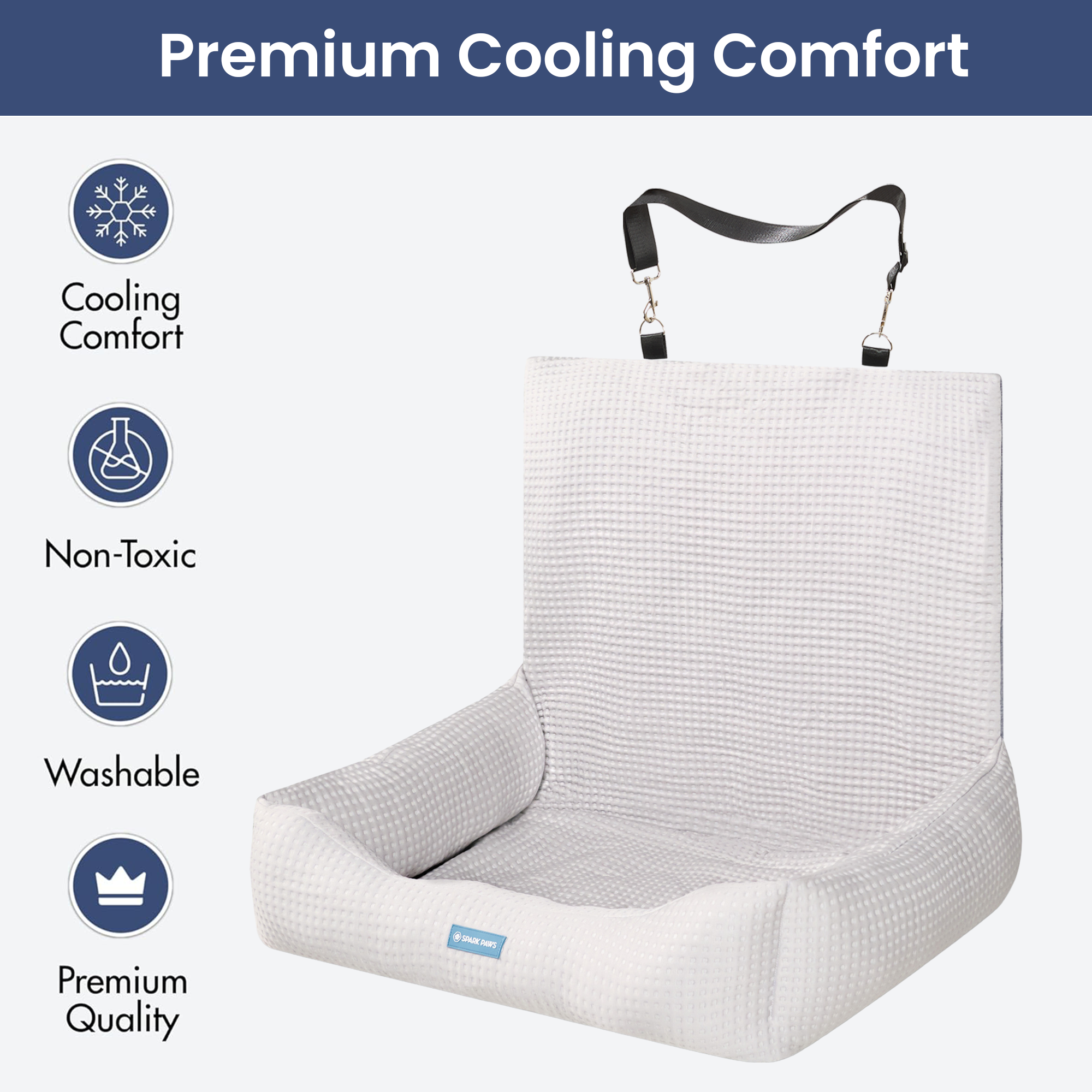 Frostcore™ Dog Cooling Car Seat Bed - Waffle Grey - Image 6