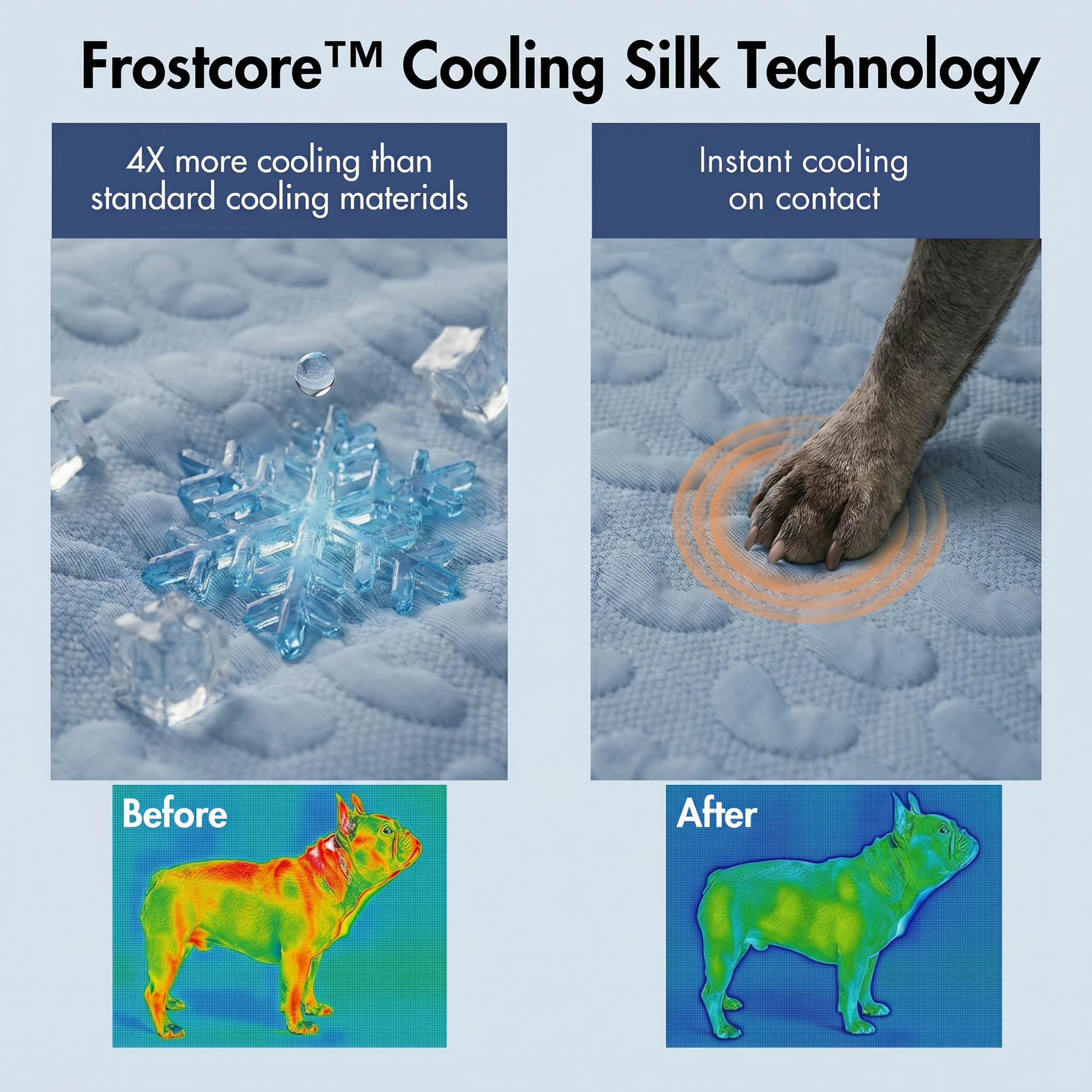 Frostcore™ Dog Cooling Car Seat Bed - Hearts Ash Blue - Image 3