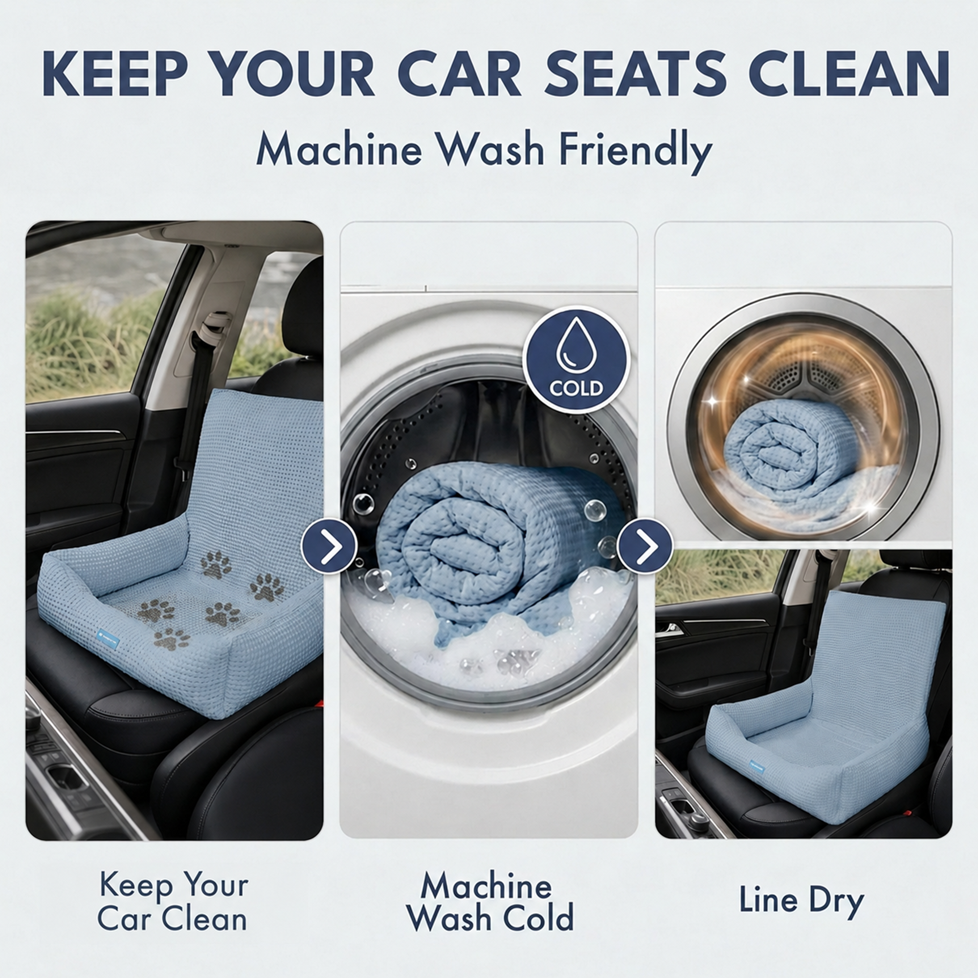 Frostcore™ Dog Cooling Car Seat Bed - Waffle Ash Blue - Image 5