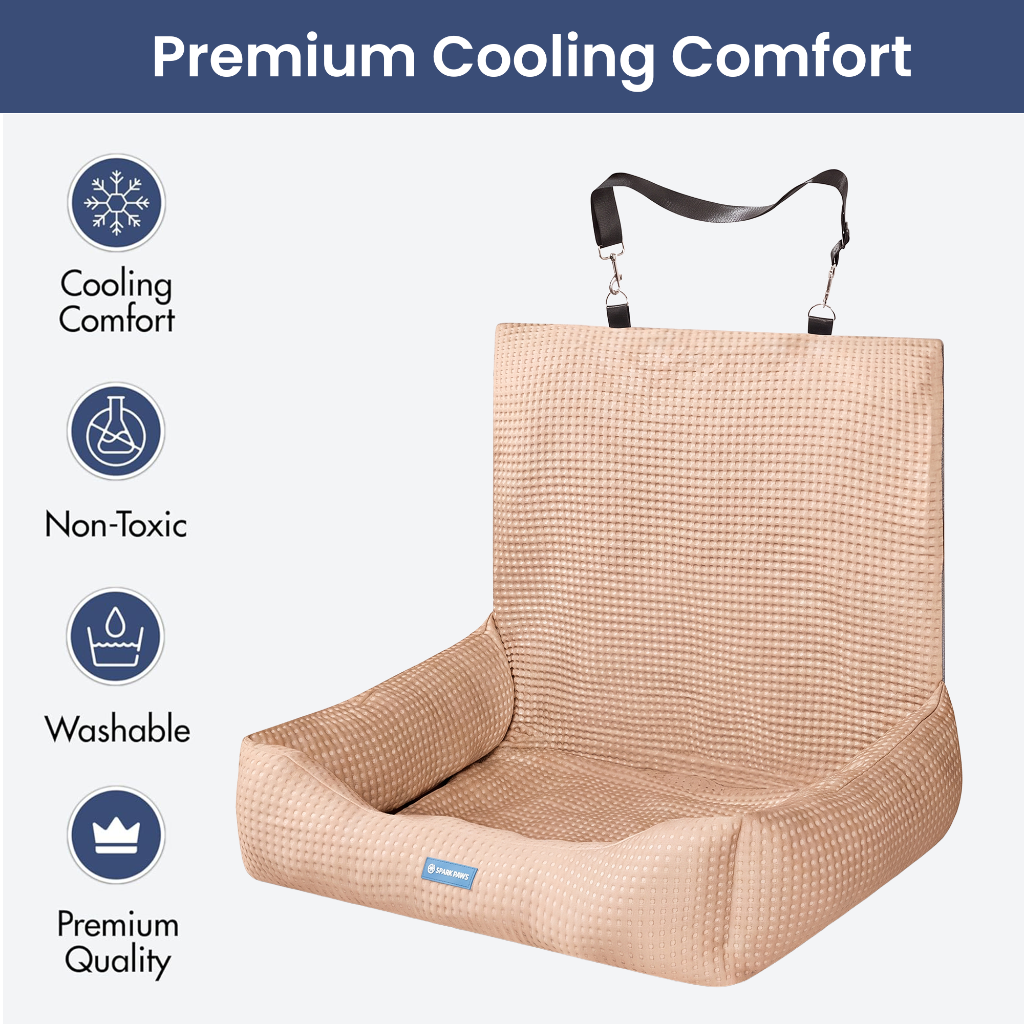 Frostcore™ Dog Cooling Car Seat Bed - Waffle Brown - Image 6