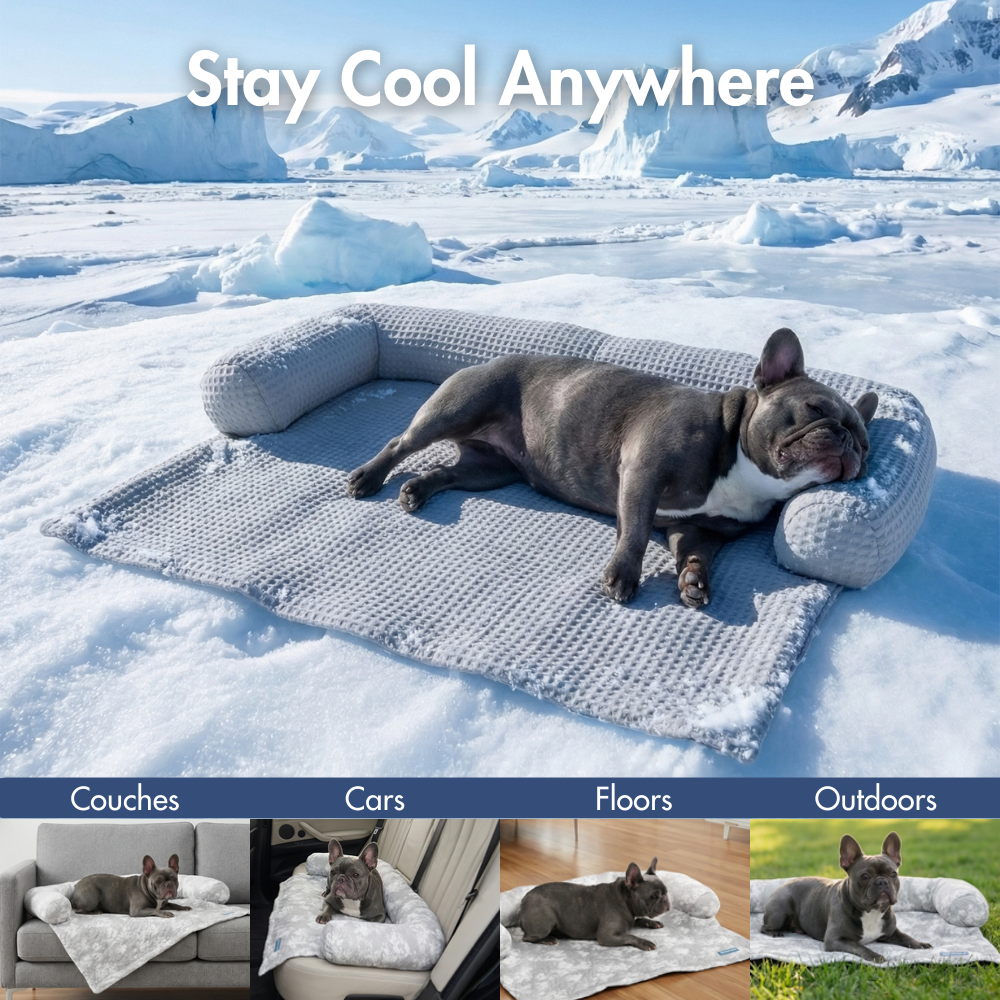Frostcore™ Cooling Couch Cover Dog Bed - Waffle Grey - Image 10