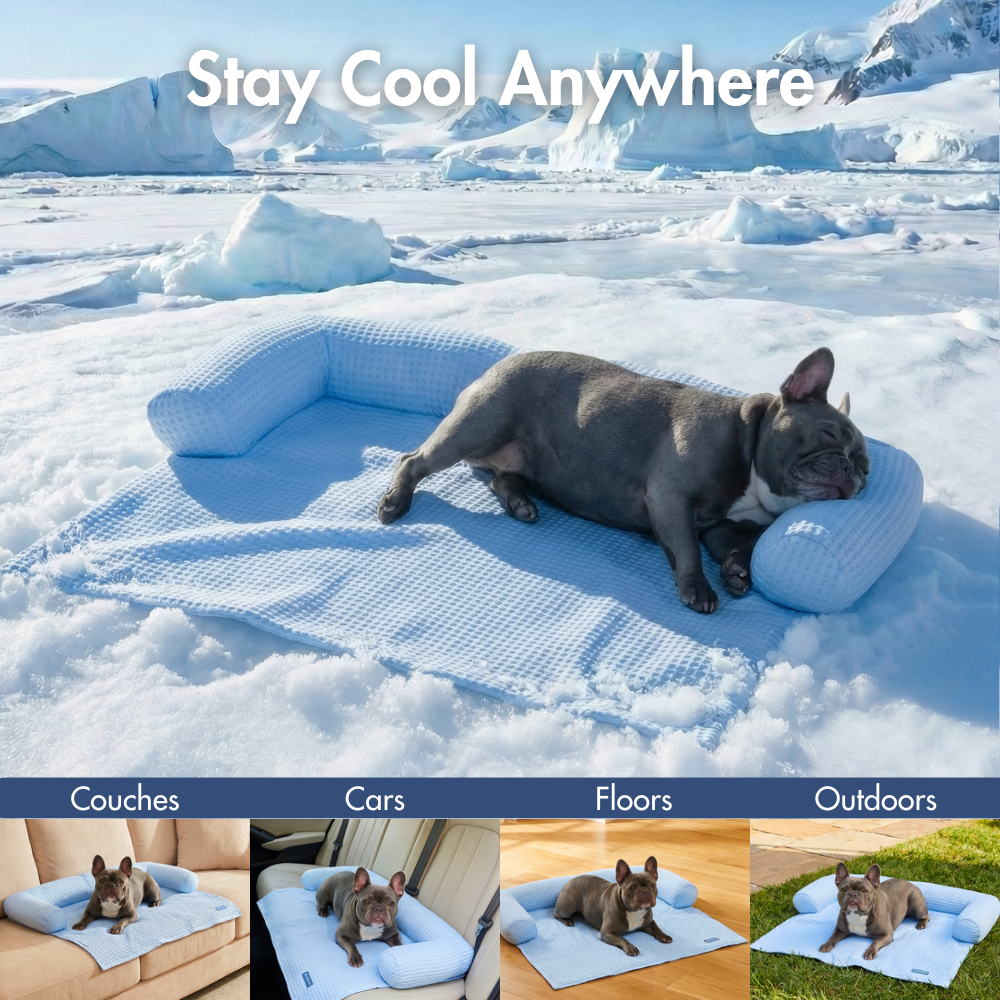 Frostcore™ Cooling Couch Cover Dog Bed - Waffle Blue - Image 10