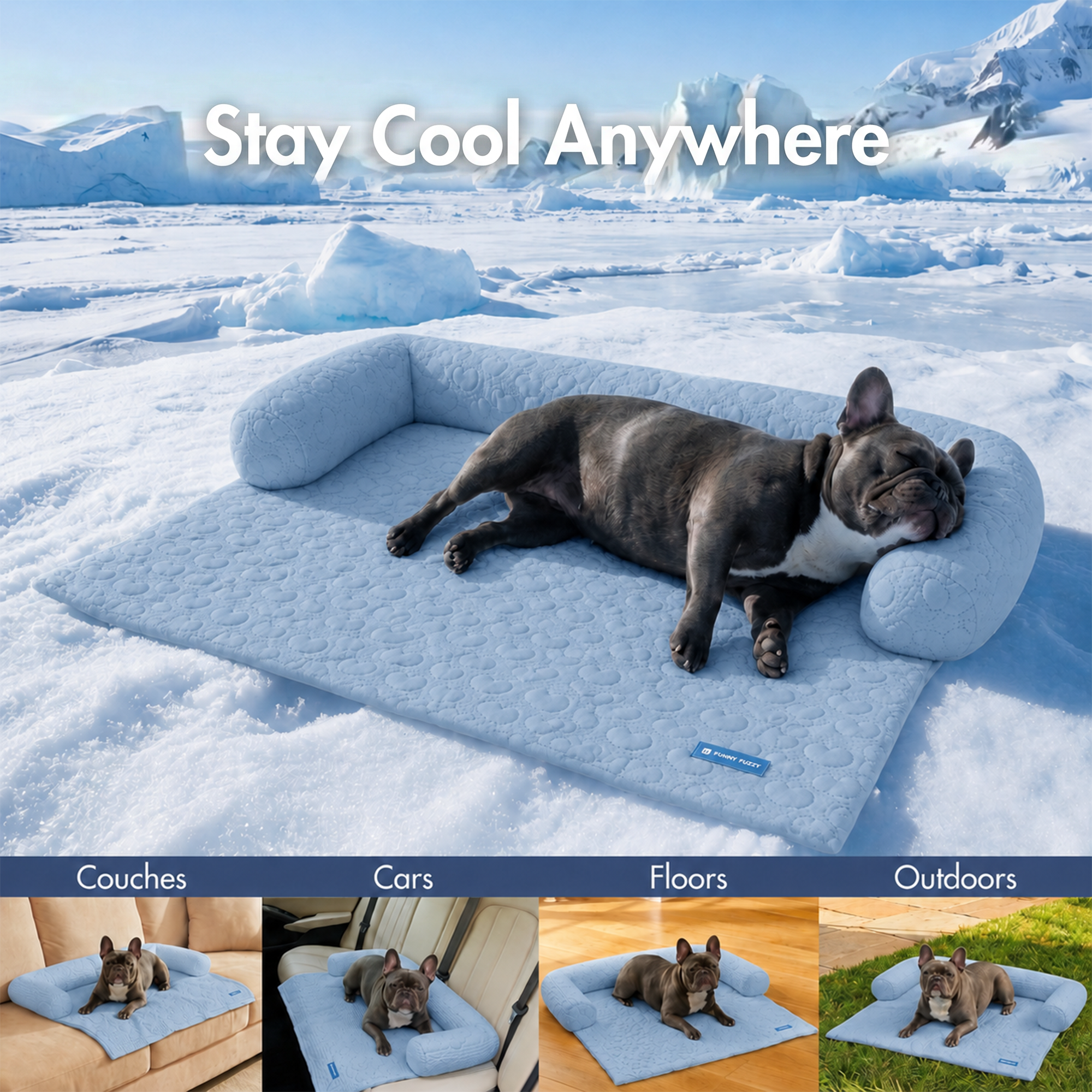 Frostcore™ Cooling Couch Cover Dog Bed - Hearts Ash Blue - Image 10