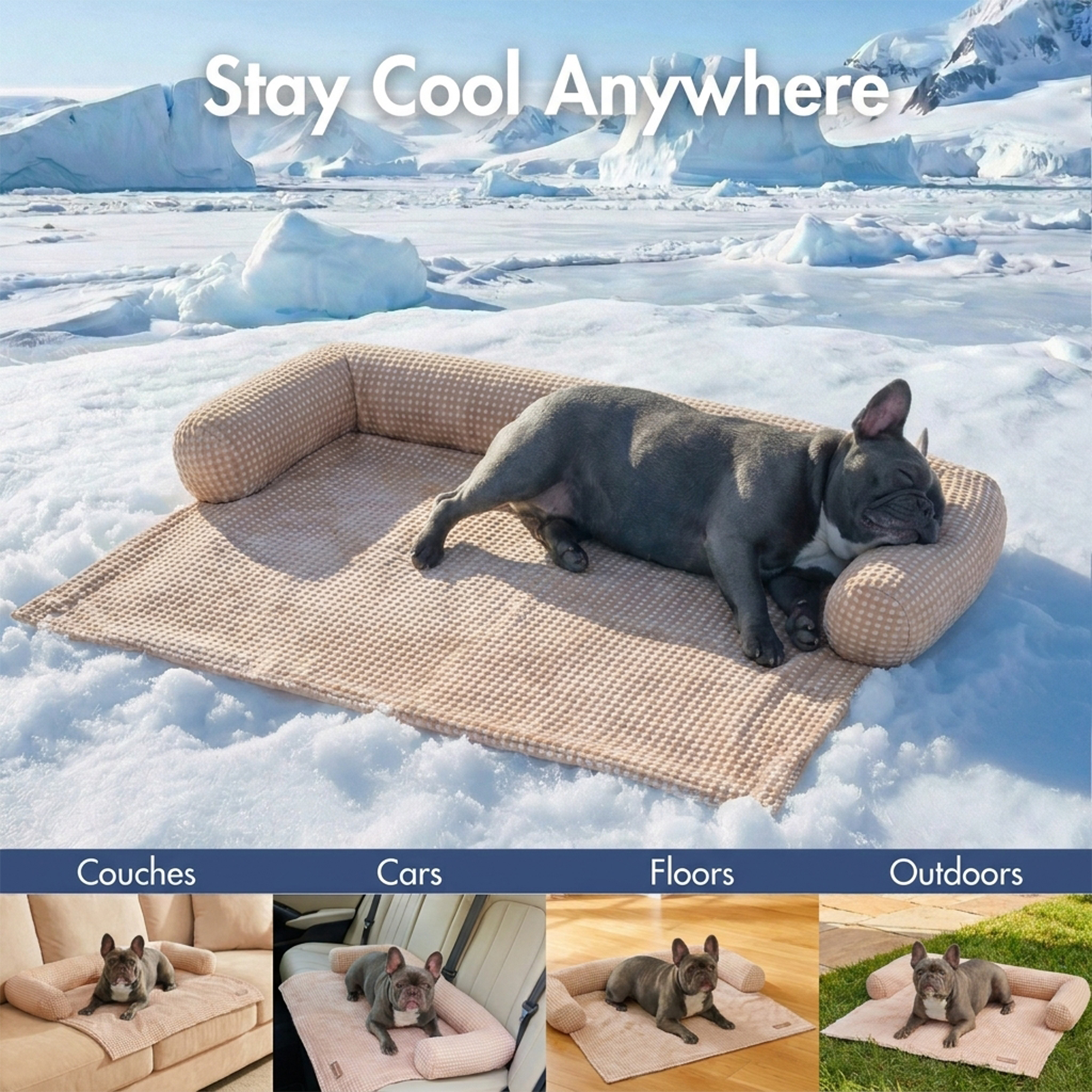 Frostcore™ Cooling Couch Cover Dog Bed - Waffle Brown - Image 10