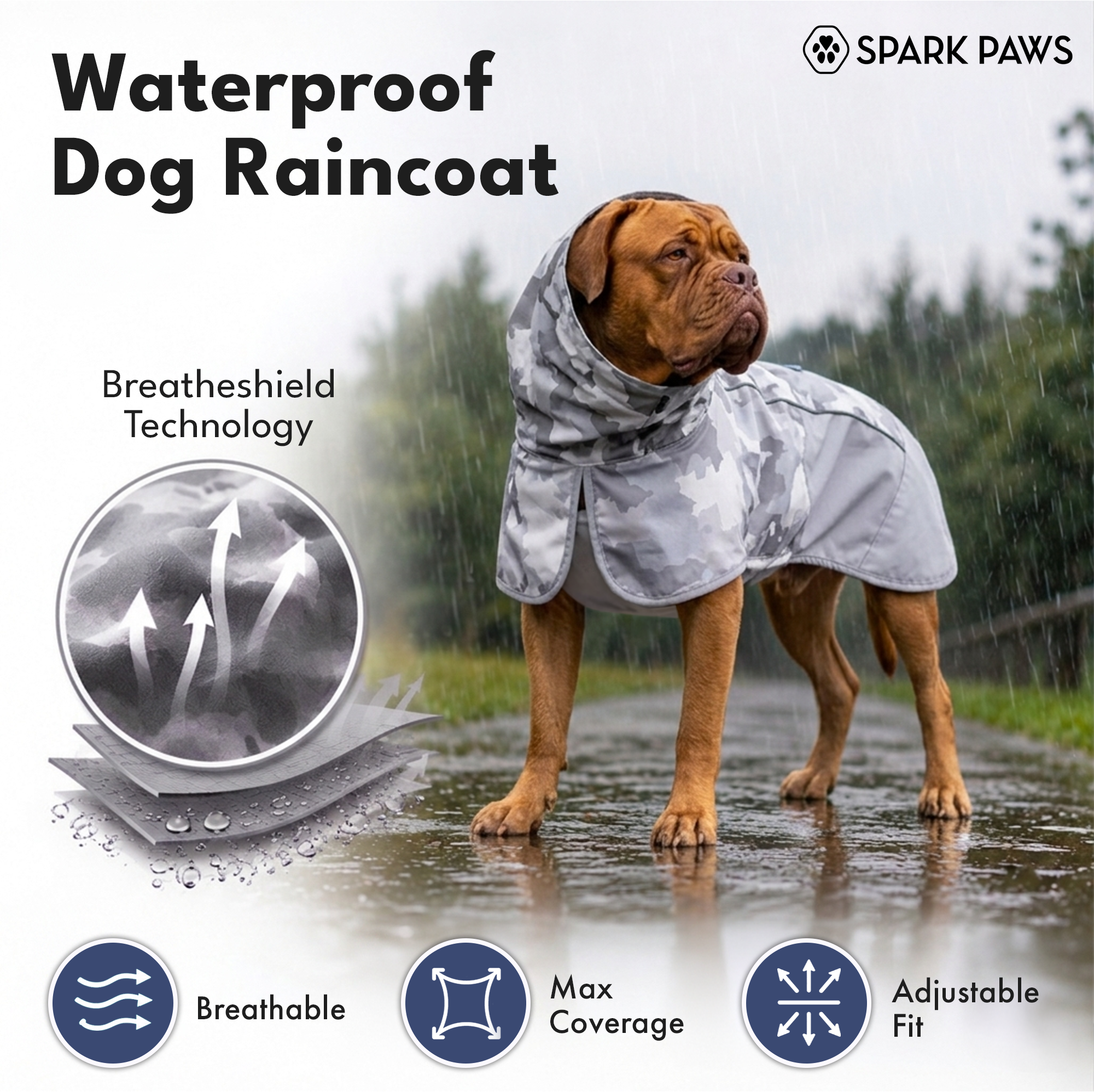 Breatheshield™ Dog Raincoat - Camo Grey - Image 8