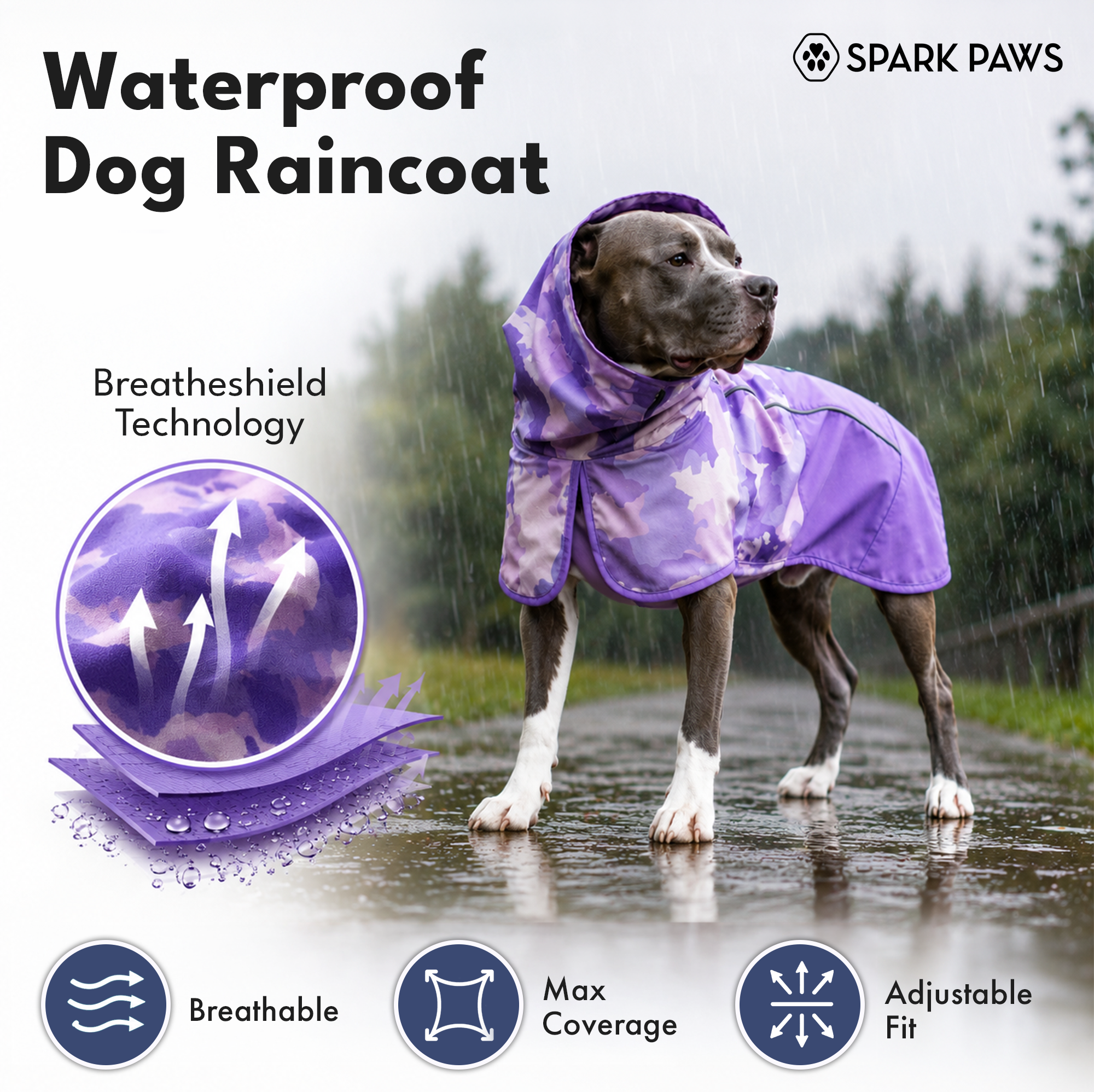 Breatheshield™ Dog Raincoat - Camo Purple - Image 8