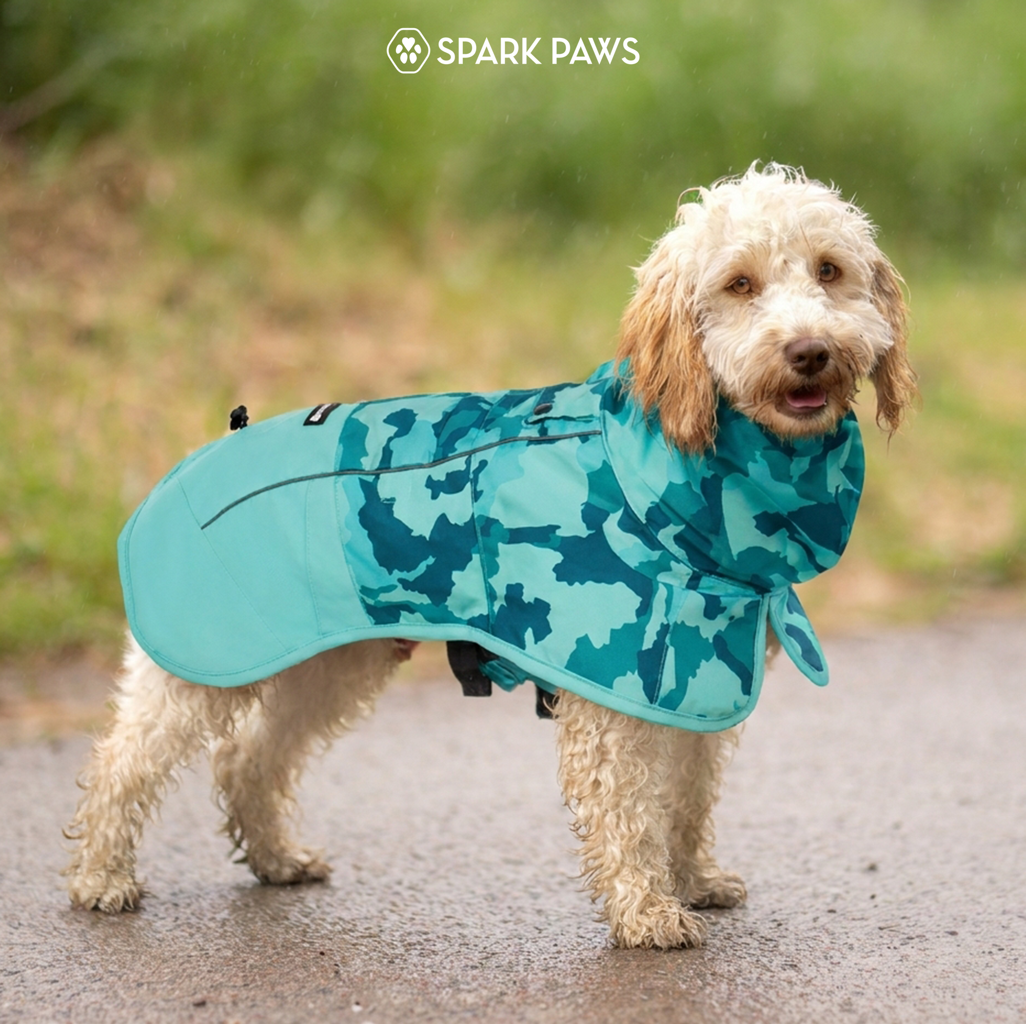 Breatheshield™ Dog Raincoat - Camo Teal - Image 10