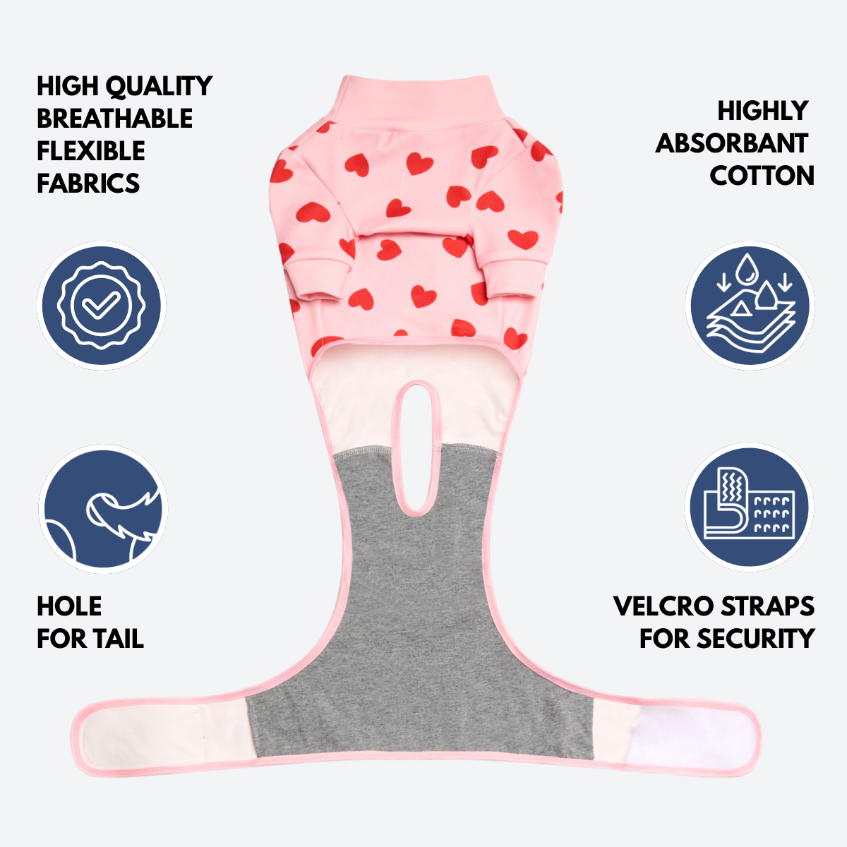 Dog Surgical Suit - Pink Hearts - Image 8