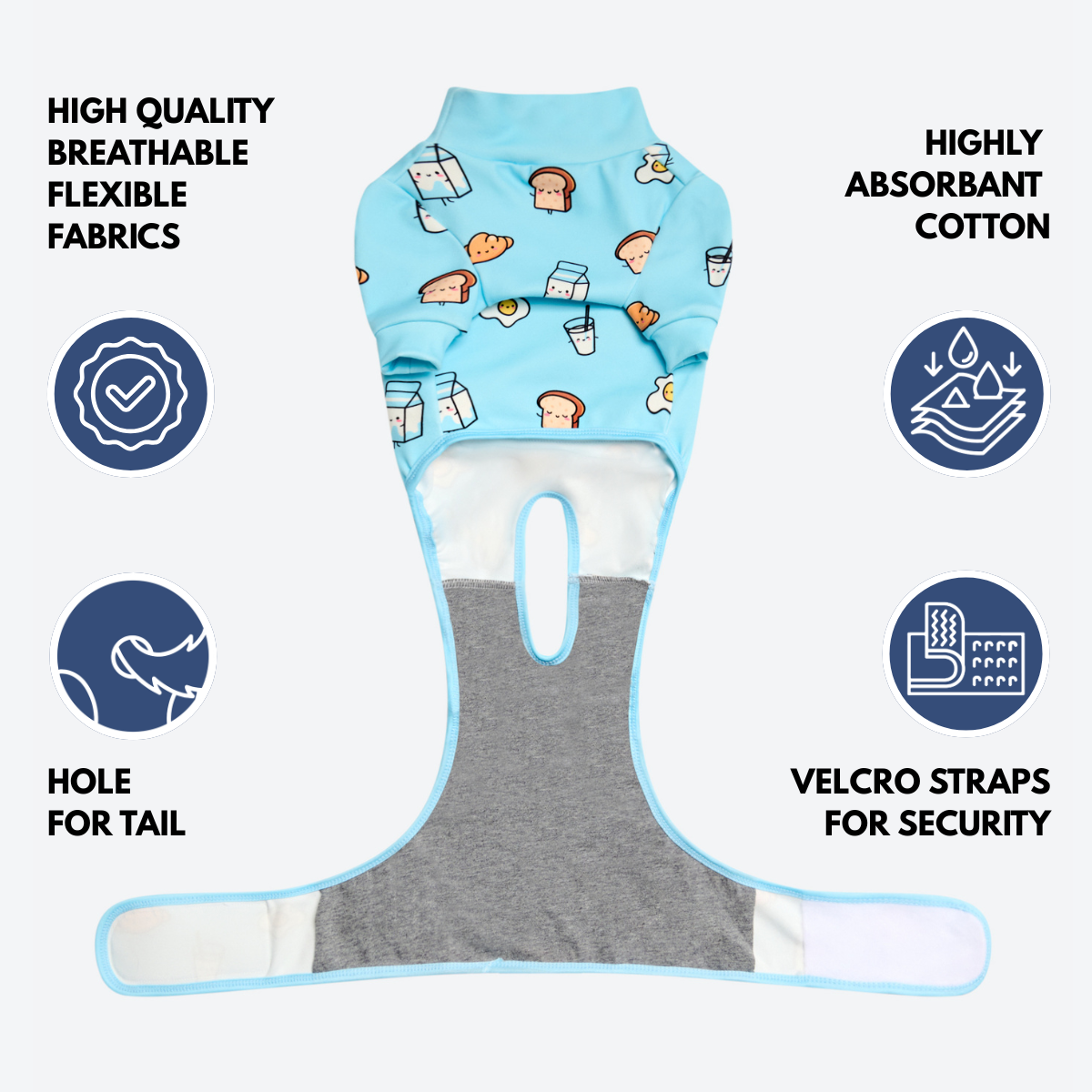 Dog Surgical Suit - Breakfast Blue - Image 8