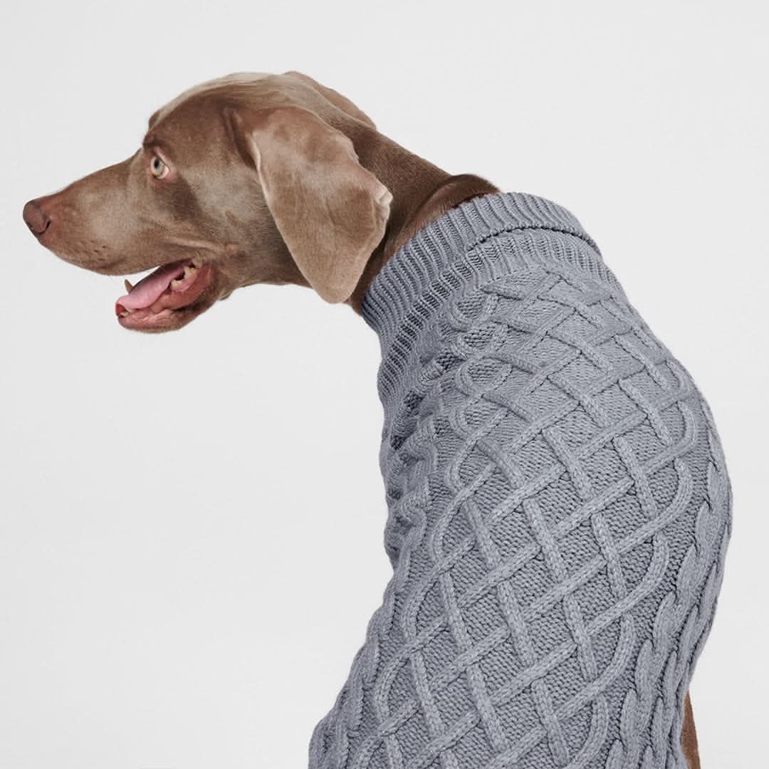 Cable Knit Dog Sweater - Grey - Image 10