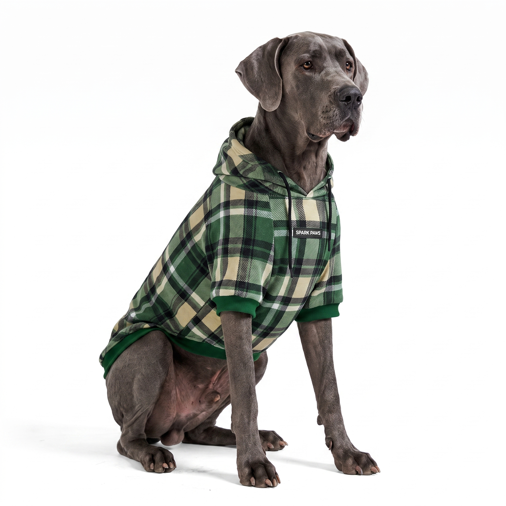 Green Plaid Dog Hoodie - Image 7
