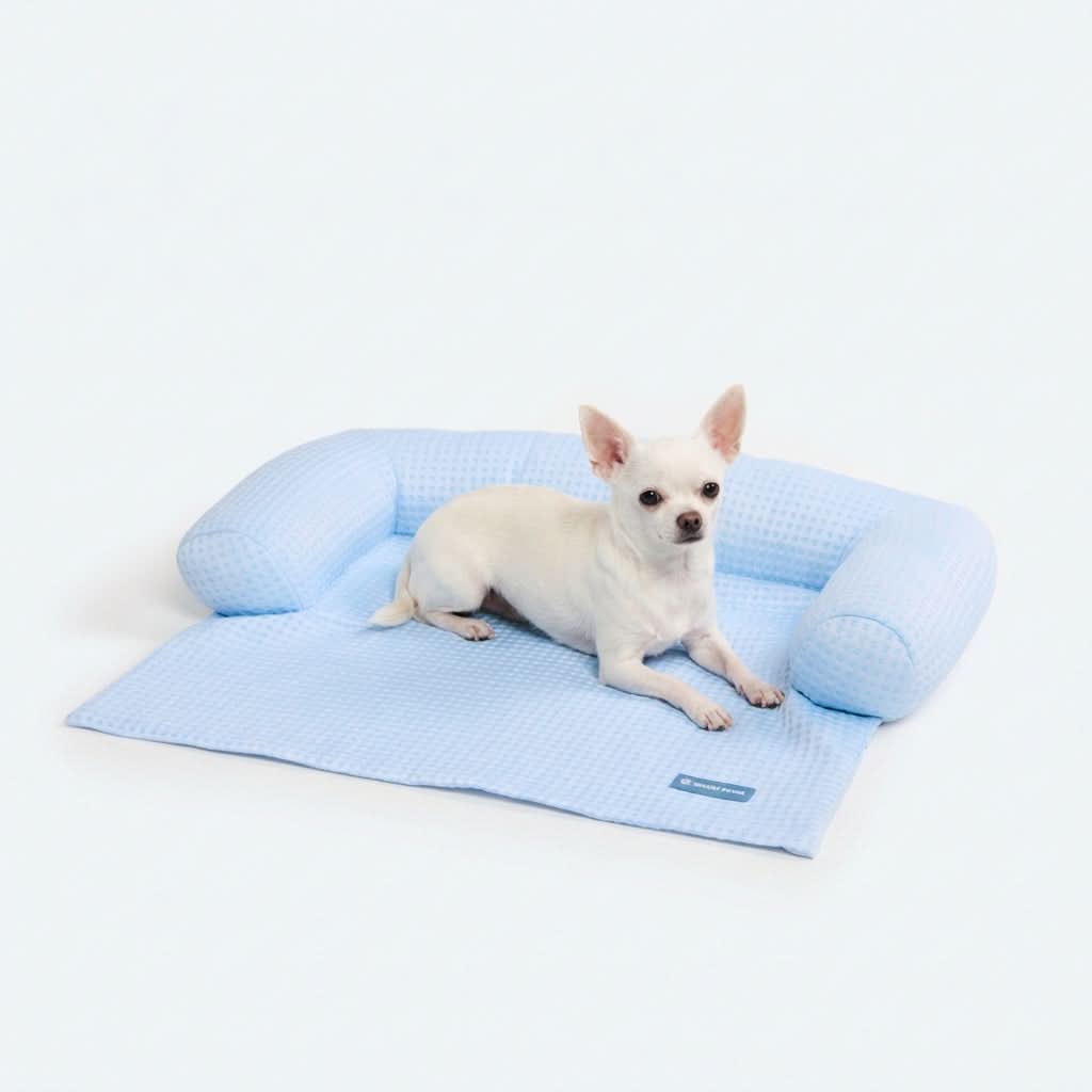Frostcore™ Cooling Couch Cover Dog Bed - Waffle Blue - Image 2