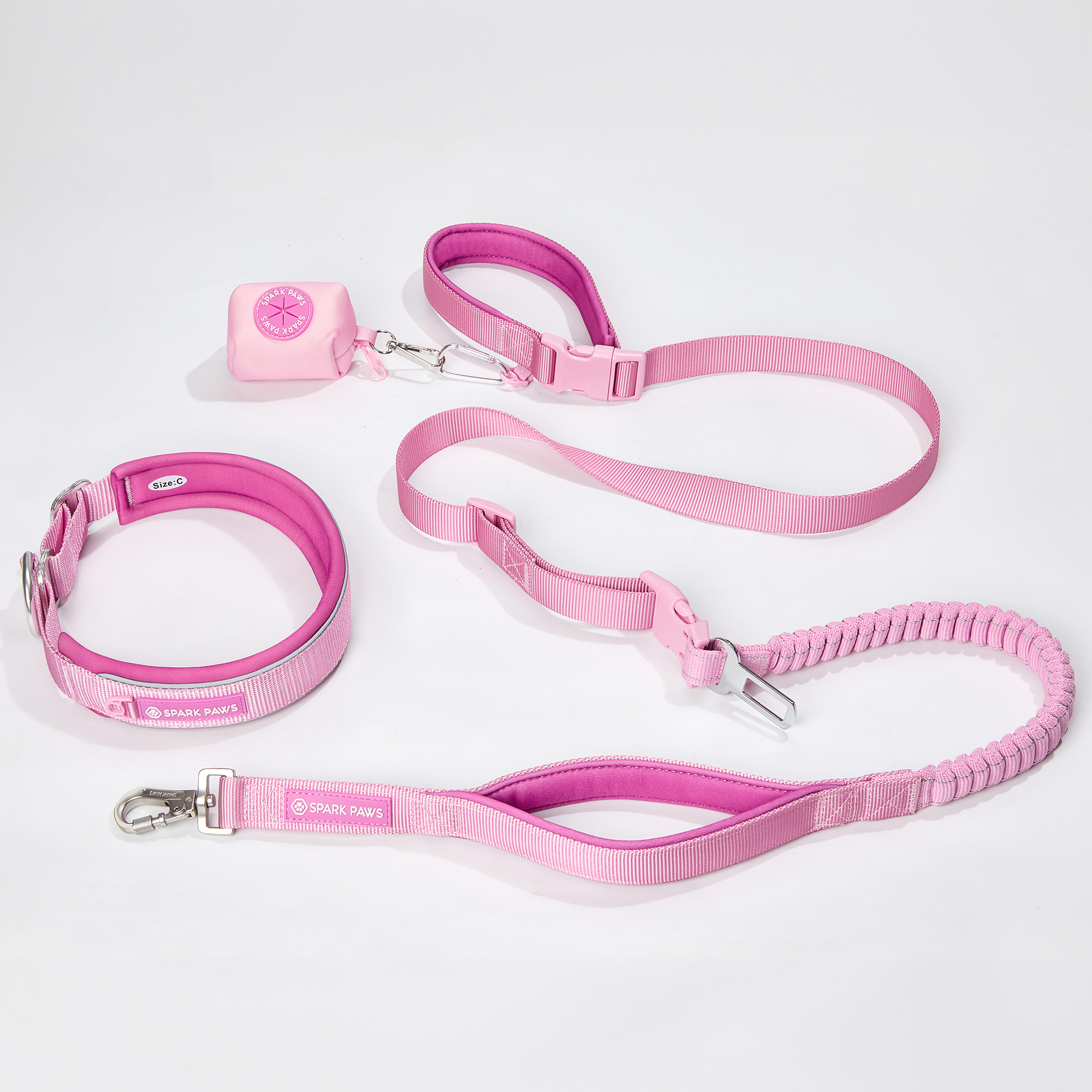 Martingale Collar and Multipurpose Leash Set - Pink