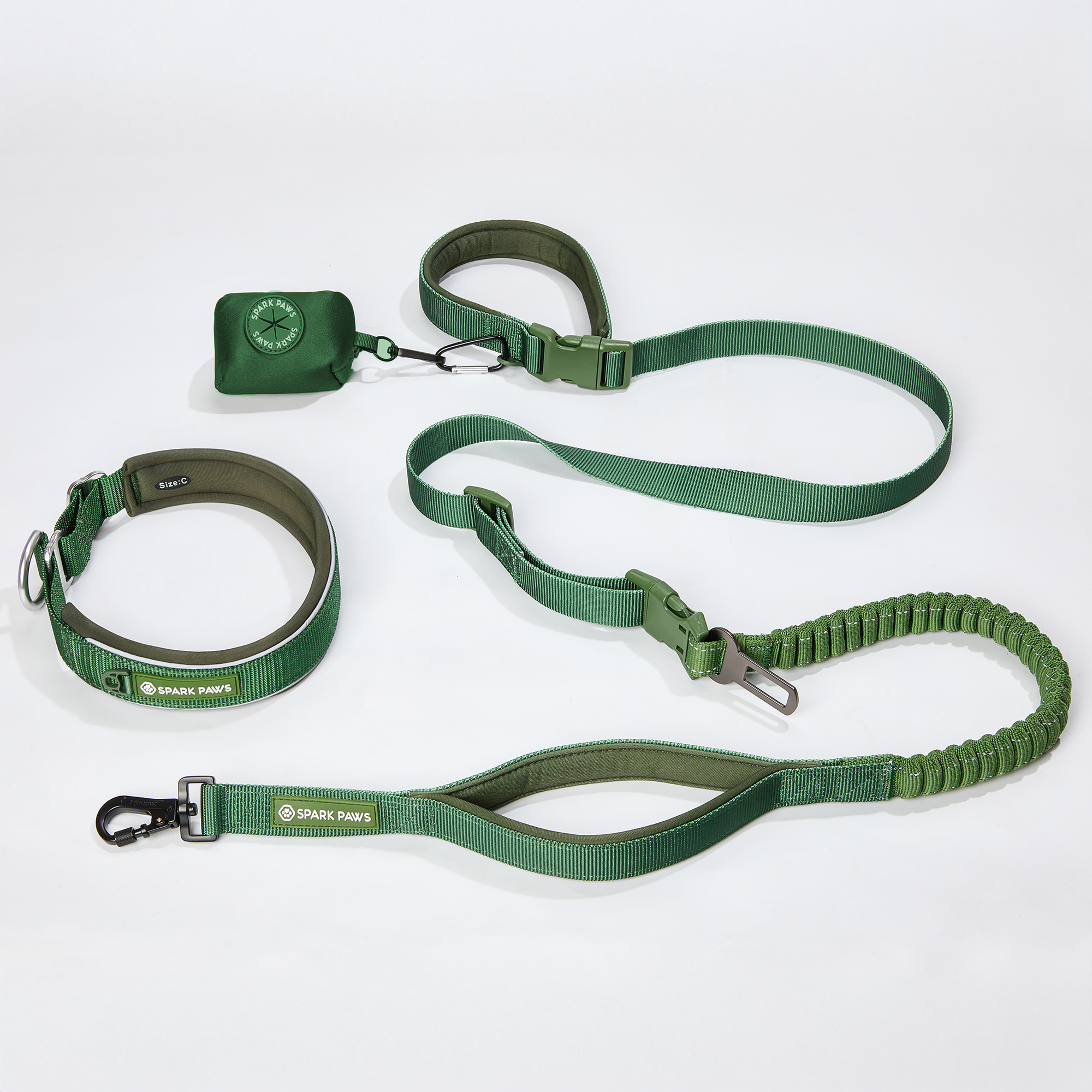 Martingale Collar and Multipurpose Leash Set - Army Green