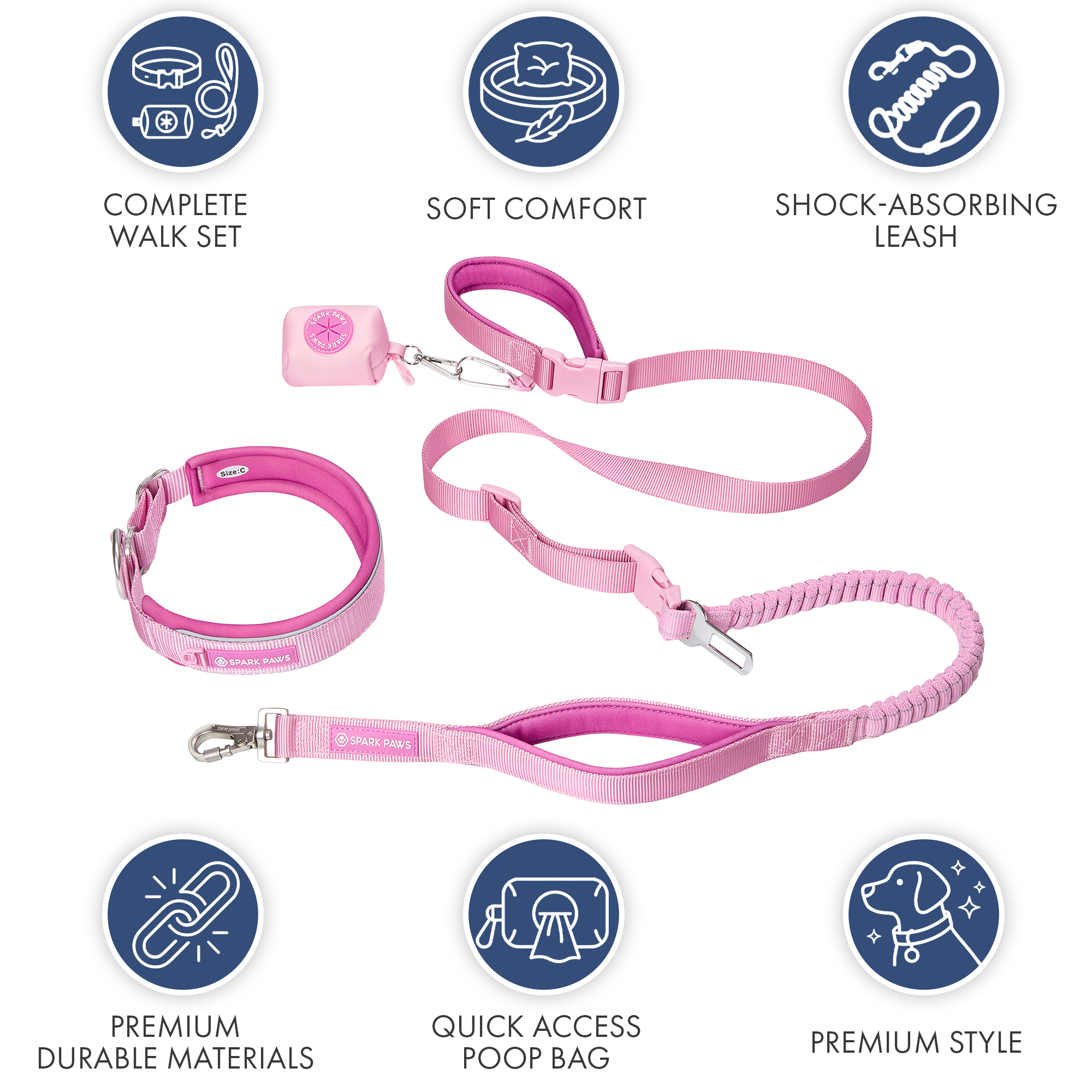 Martingale Collar and Multipurpose Leash Set - Pink - Image 8