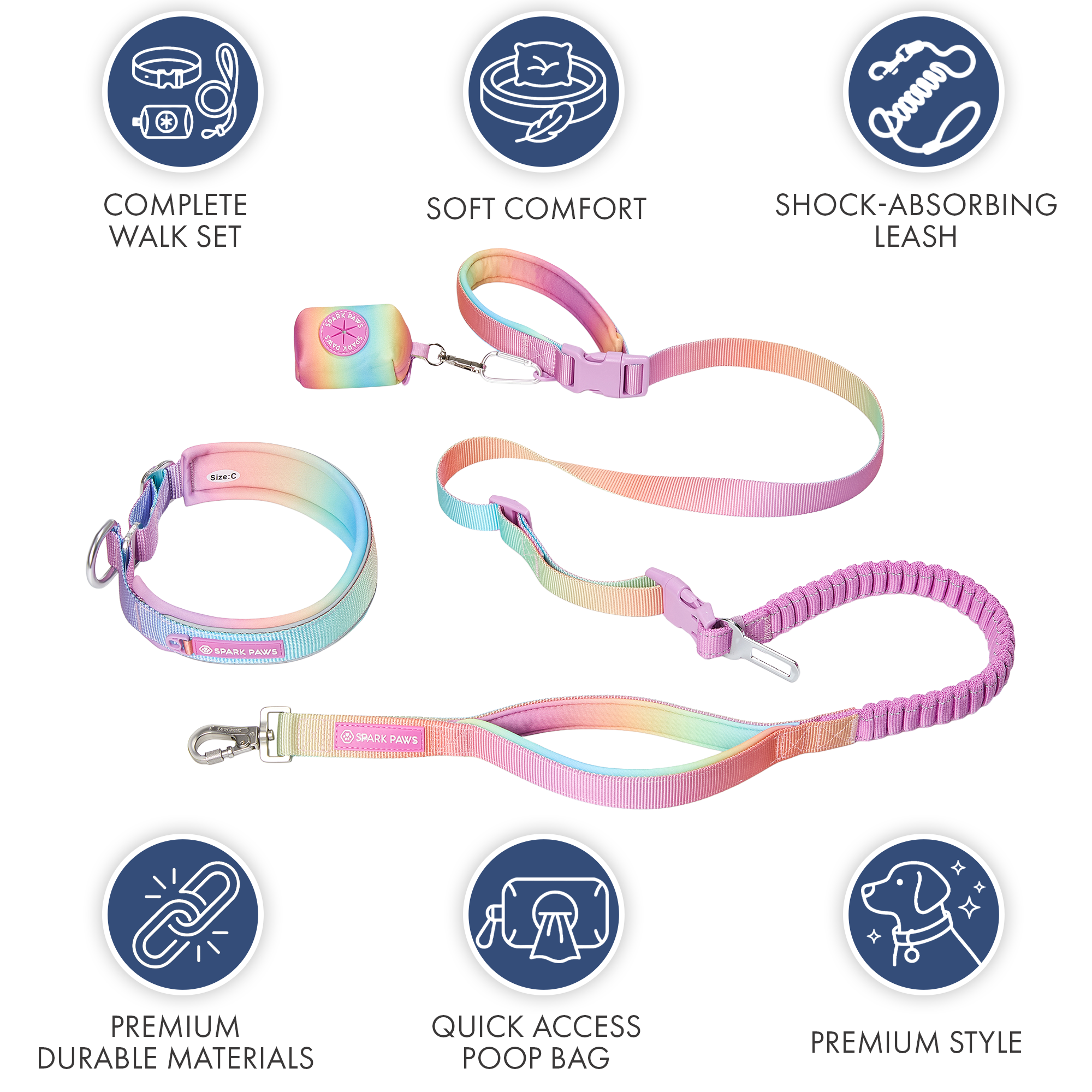 Martingale Collar and Multipurpose Leash Set - Pastel Icing - Image 8