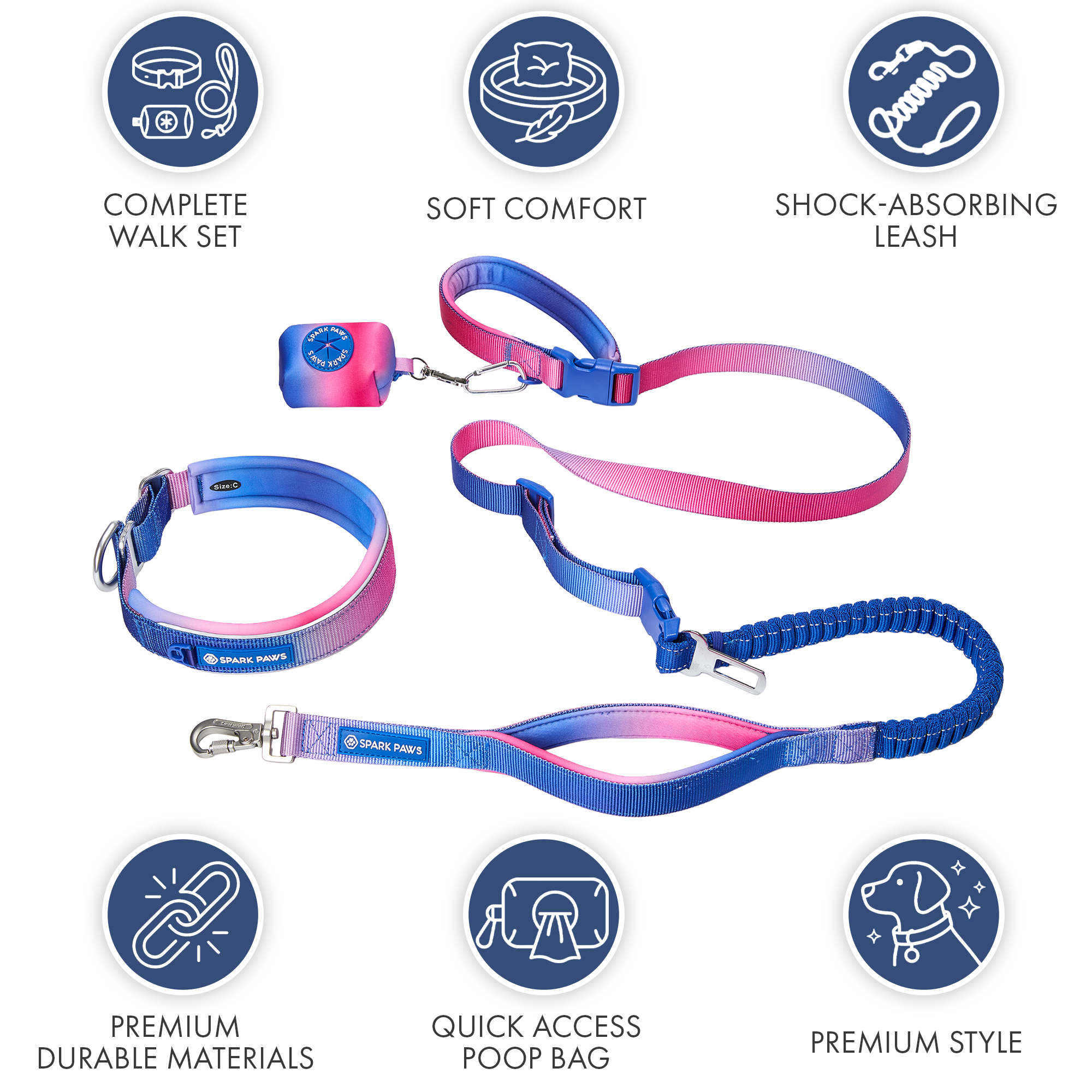 Martingale Collar and Multipurpose Leash Set - Snow Cone - Image 8