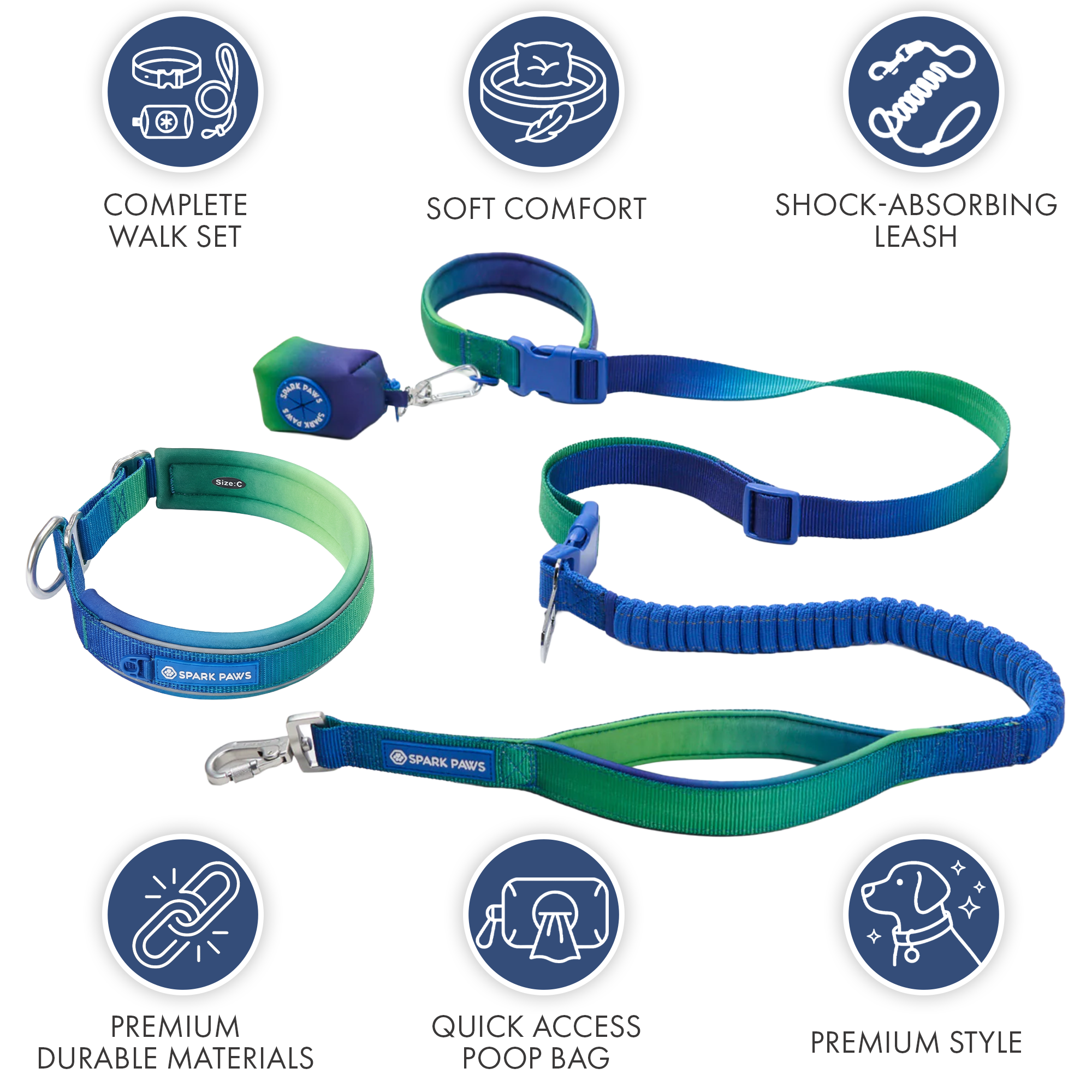 Martingale Collar and Multipurpose Leash Set - Lime Wave - Image 8