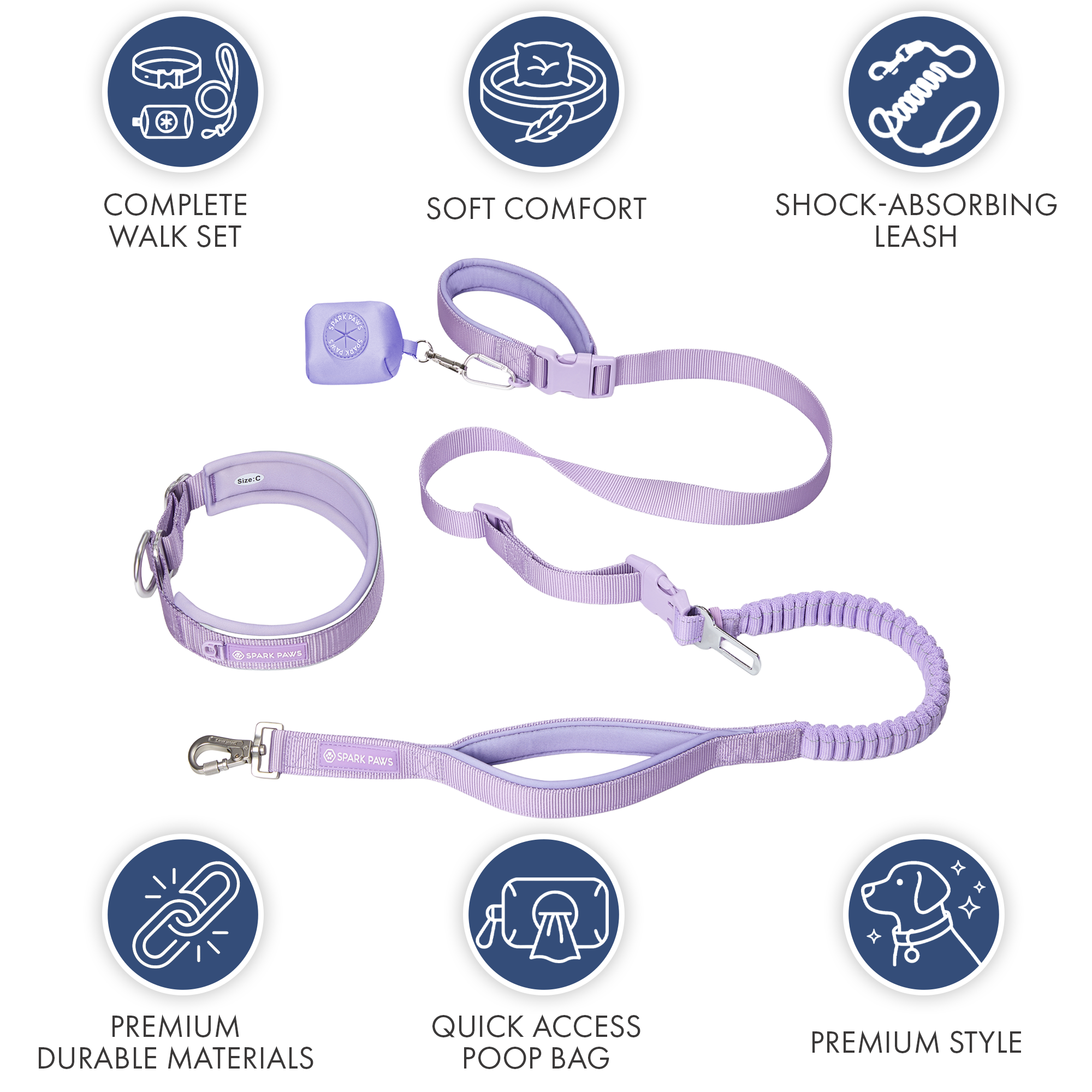 Martingale Collar and Multipurpose Leash Set - Lilac - Image 8
