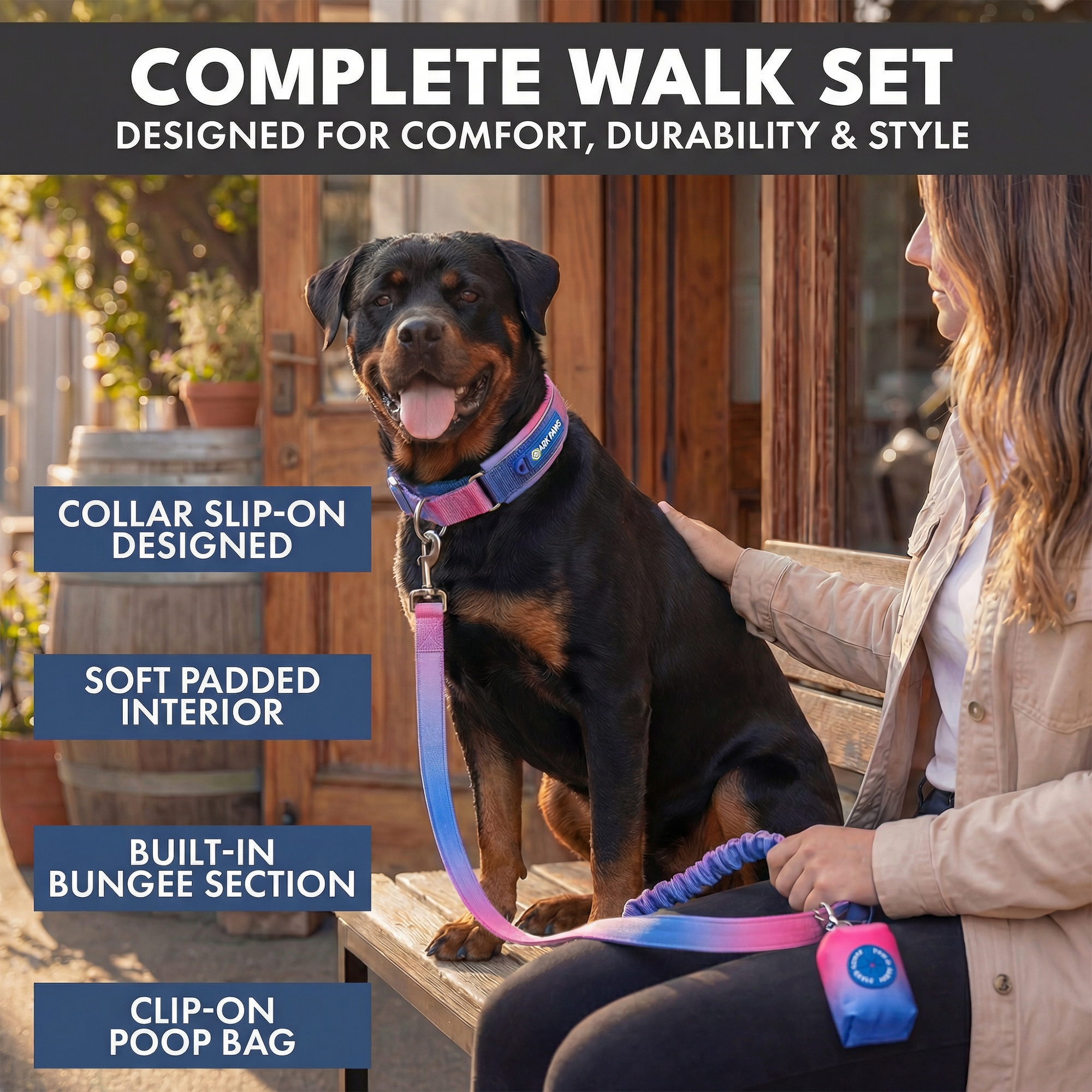 Martingale Collar and Multipurpose Leash Set - Snow Cone - Image 7
