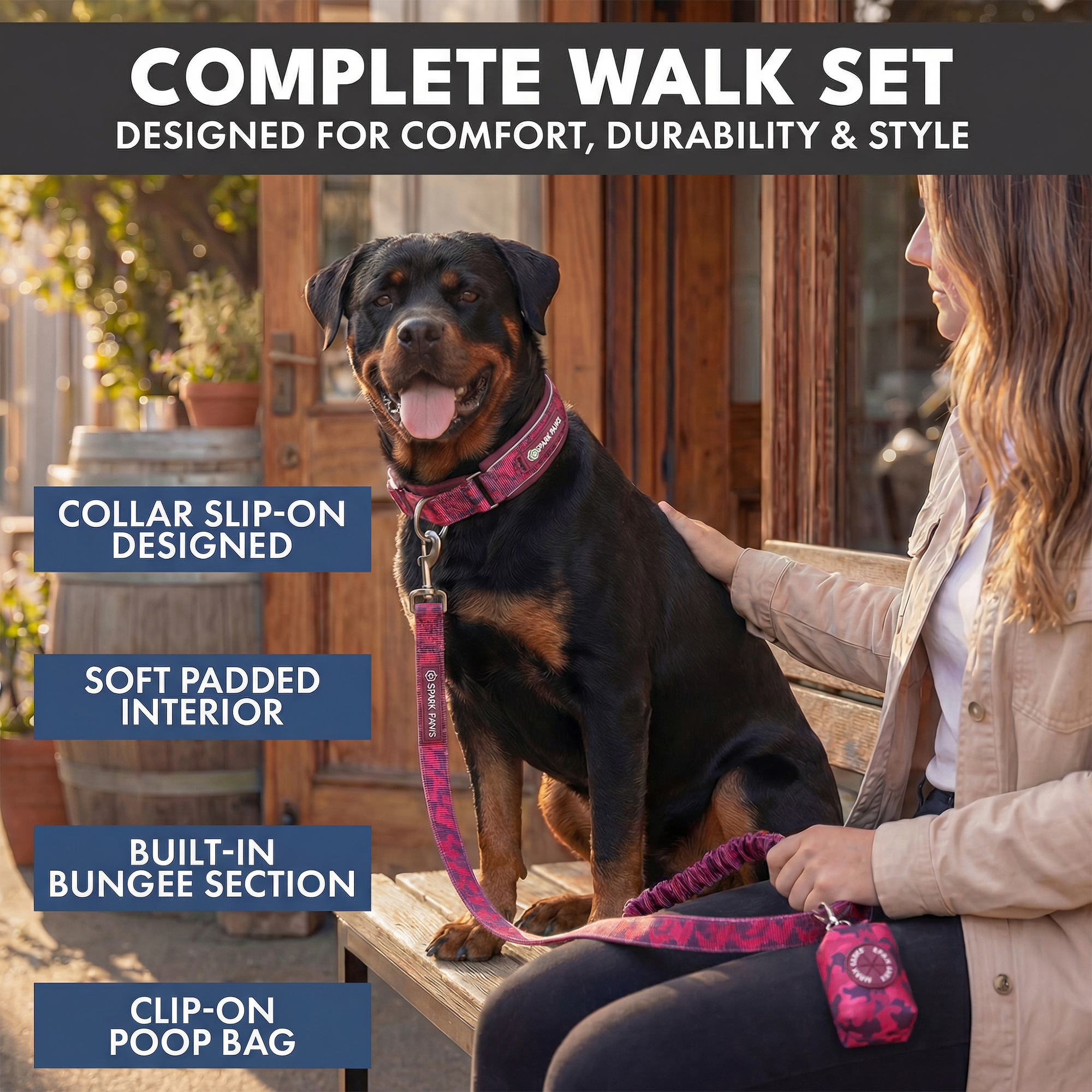 Martingale Collar and Multipurpose Leash Set - Fuchsia Camo - Image 7