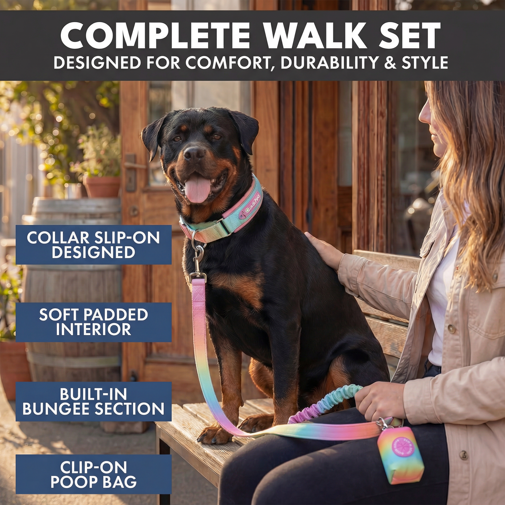 Martingale Collar and Multipurpose Leash Set - Pastel Icing - Image 7