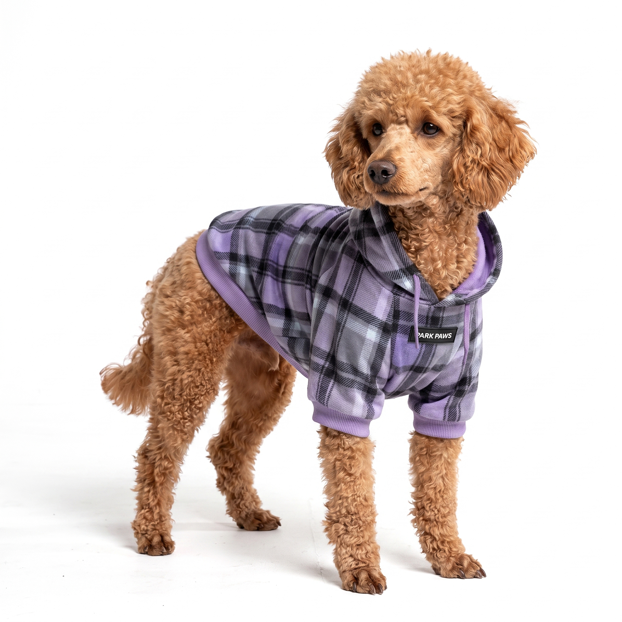 Purple Plaid Dog Hoodie - Image 4