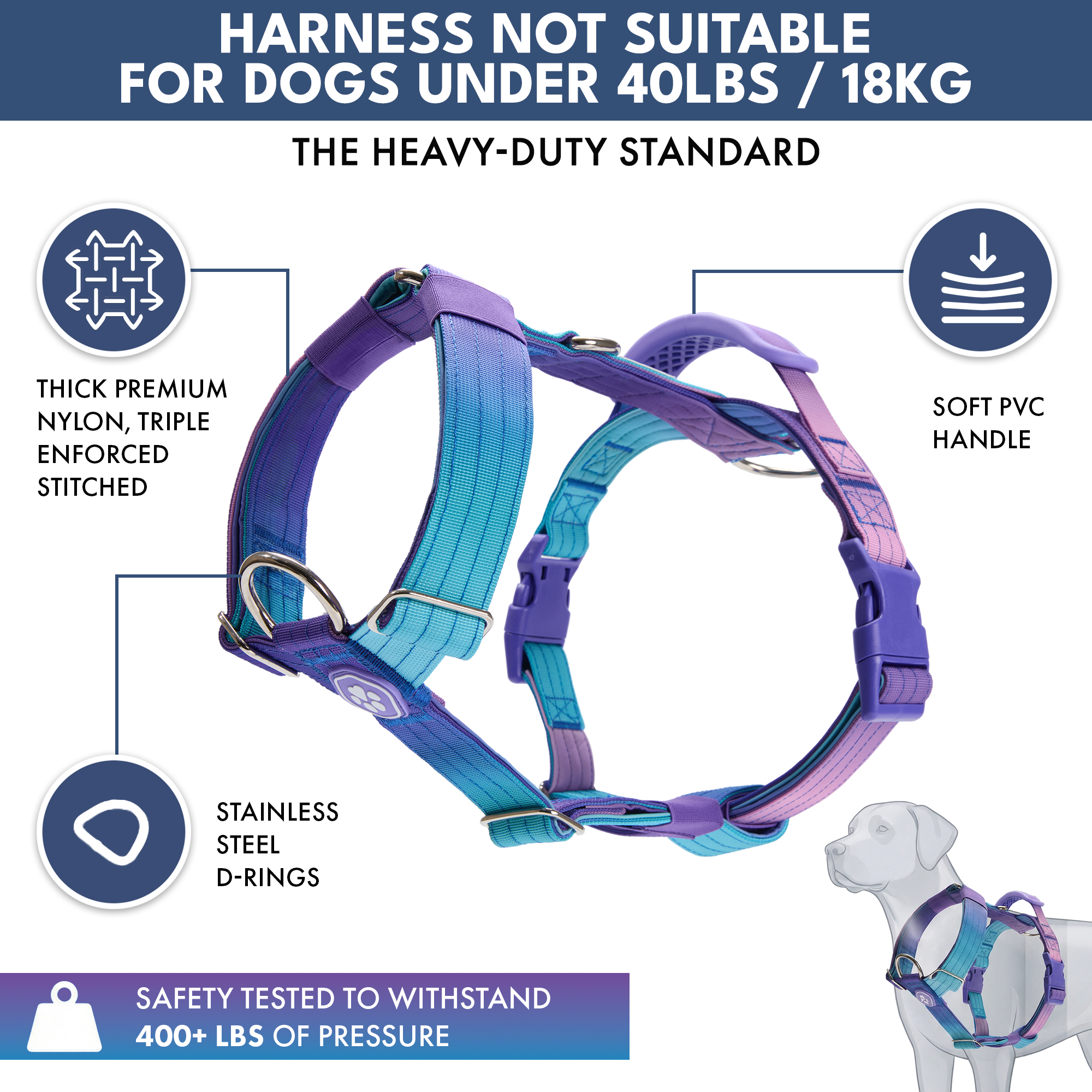 Comfort Control No-Pull Dog Harness and Multipurpose Leash Set - 90s Retro - Image 2