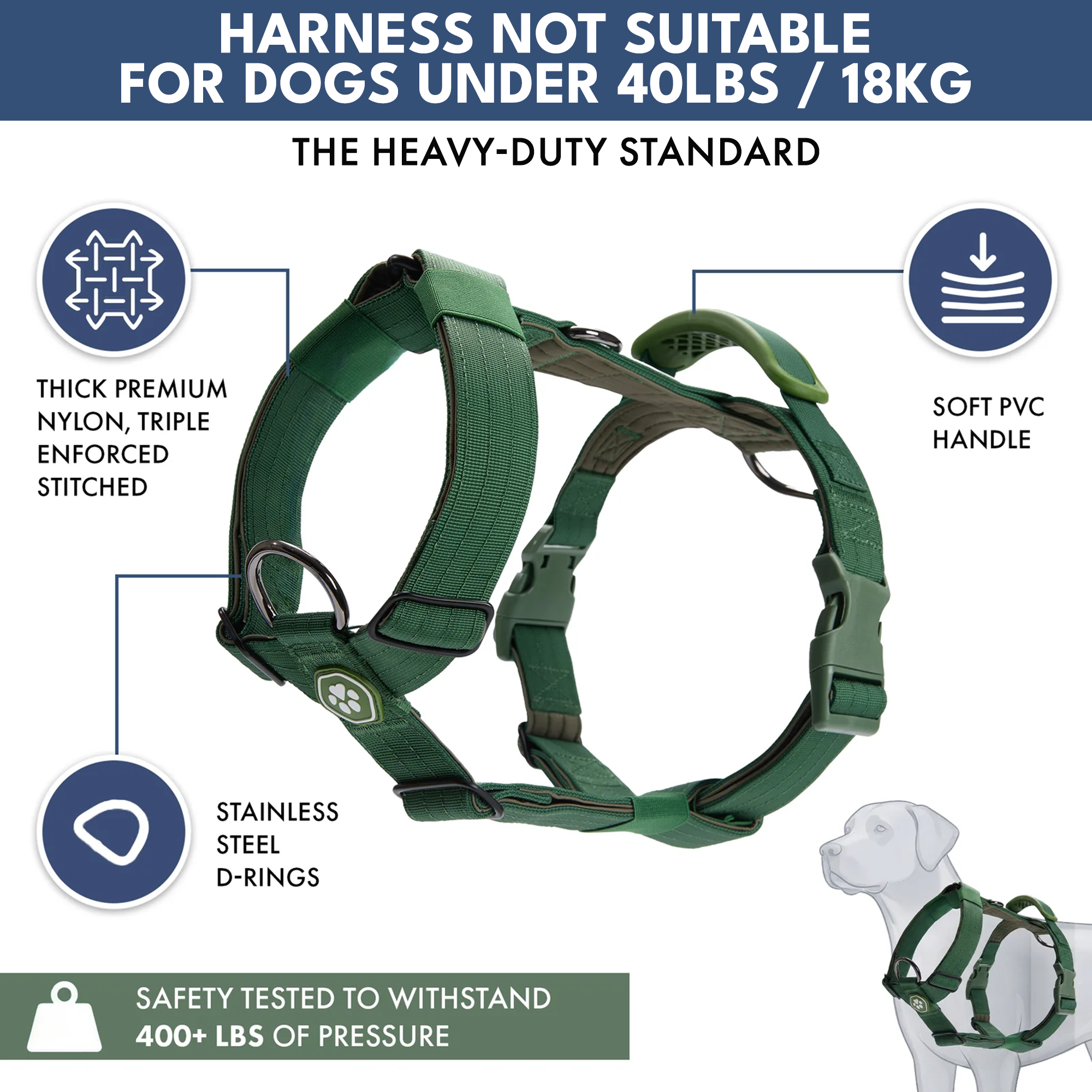 Comfort Control No-Pull Dog Harness and Multipurpose Leash Set - Green - Image 2