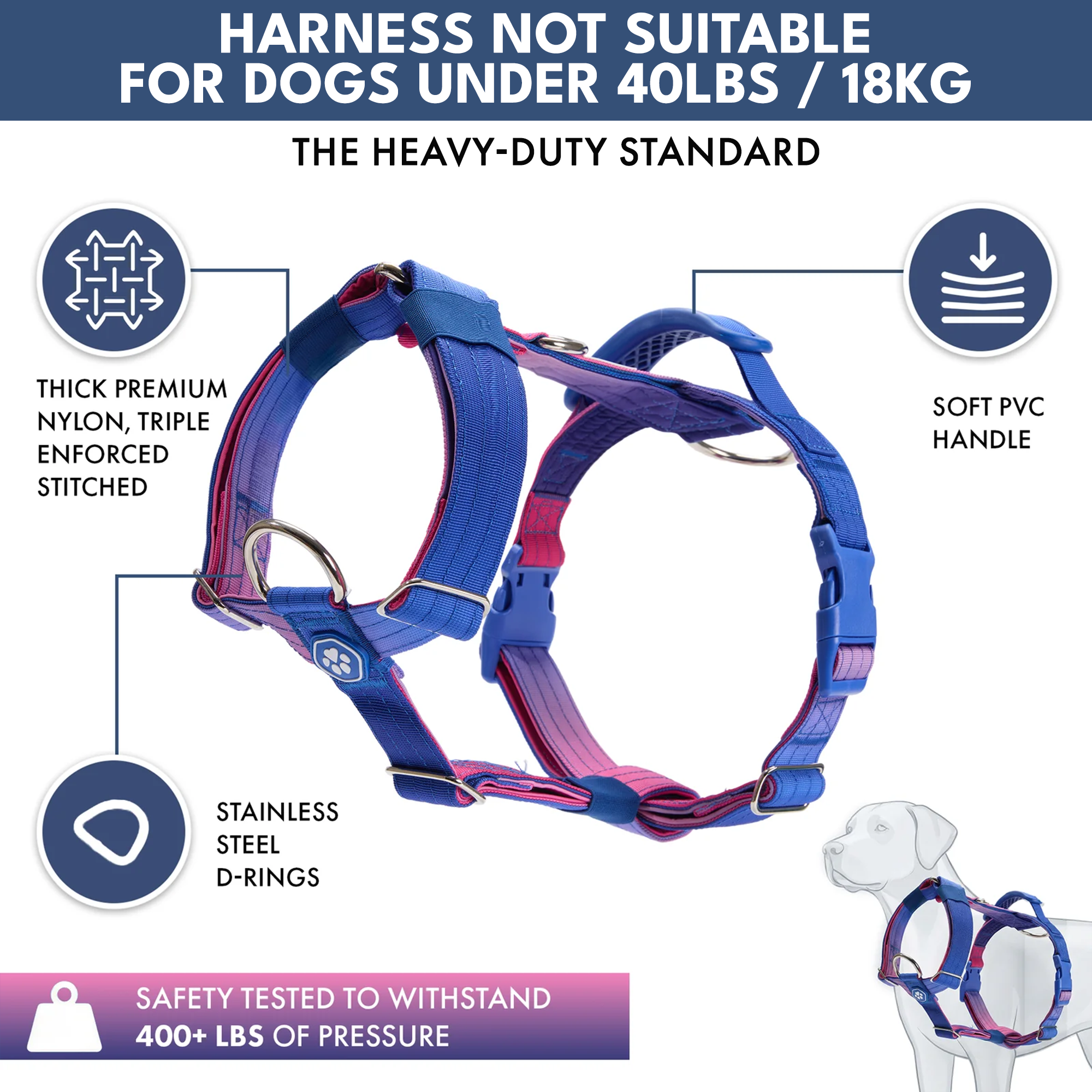 Comfort Control No-Pull Dog Harness and Multipurpose Leash Set - Snow Cone - Image 2