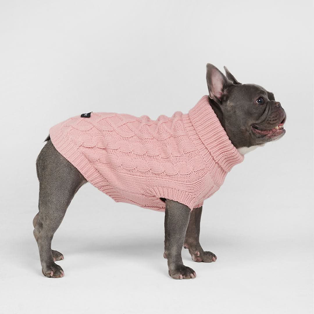 Cable Knit Dog Sweater - Pink - Image 12