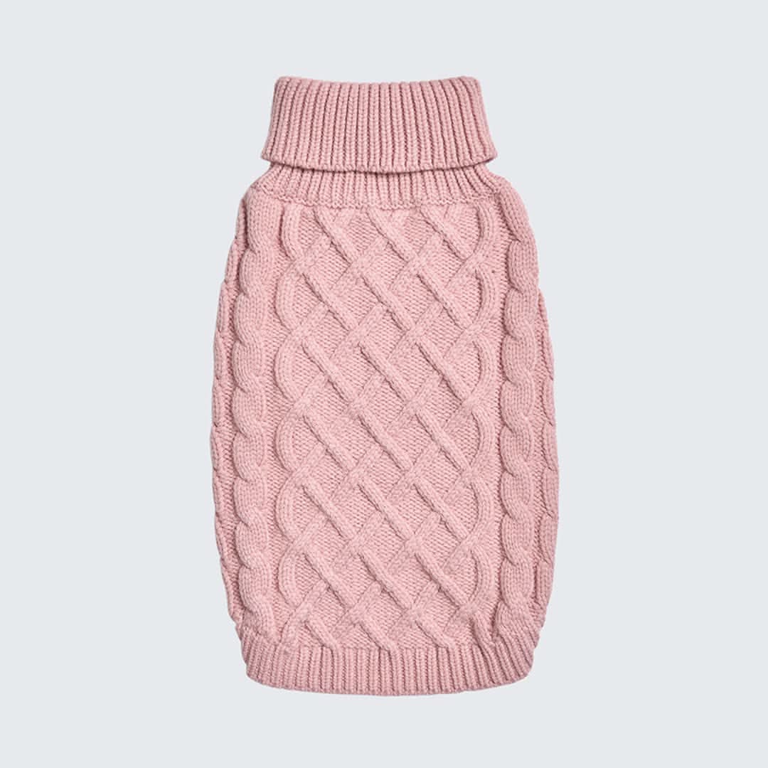 Cable Knit Dog Sweater - Pink - Image 8