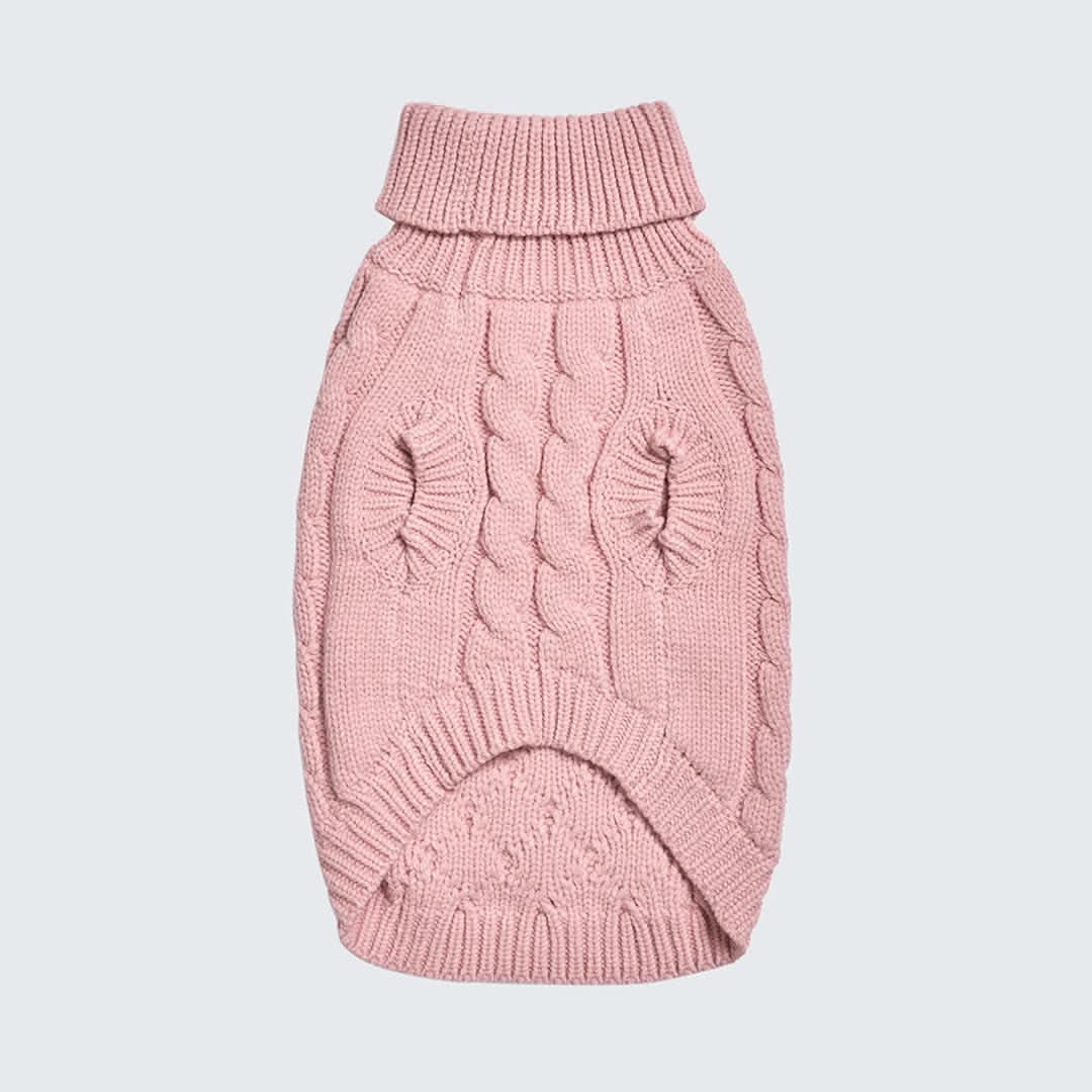 Cable Knit Dog Sweater - Pink - Image 9
