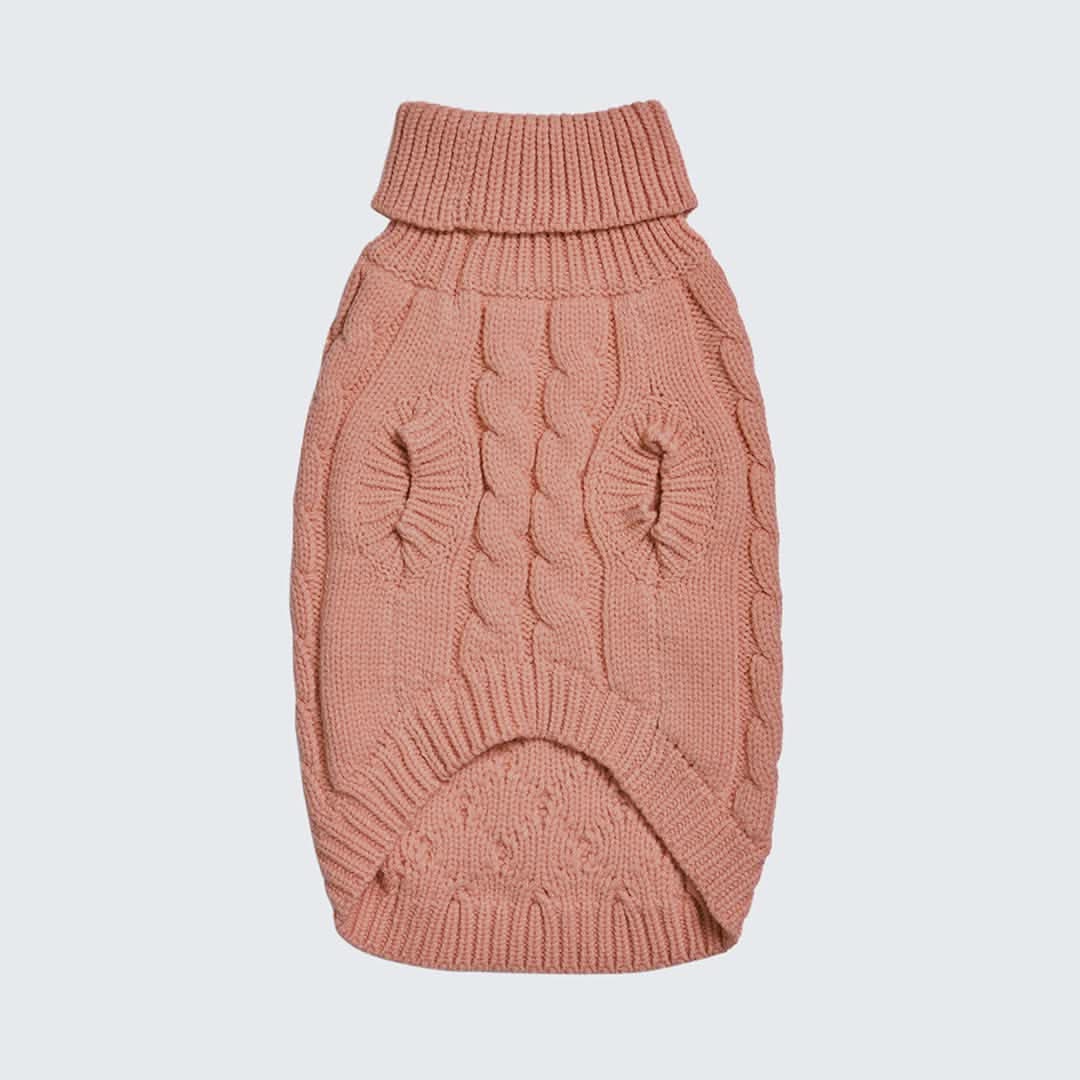 Cable Knit Dog Sweater - Brown - Image 5