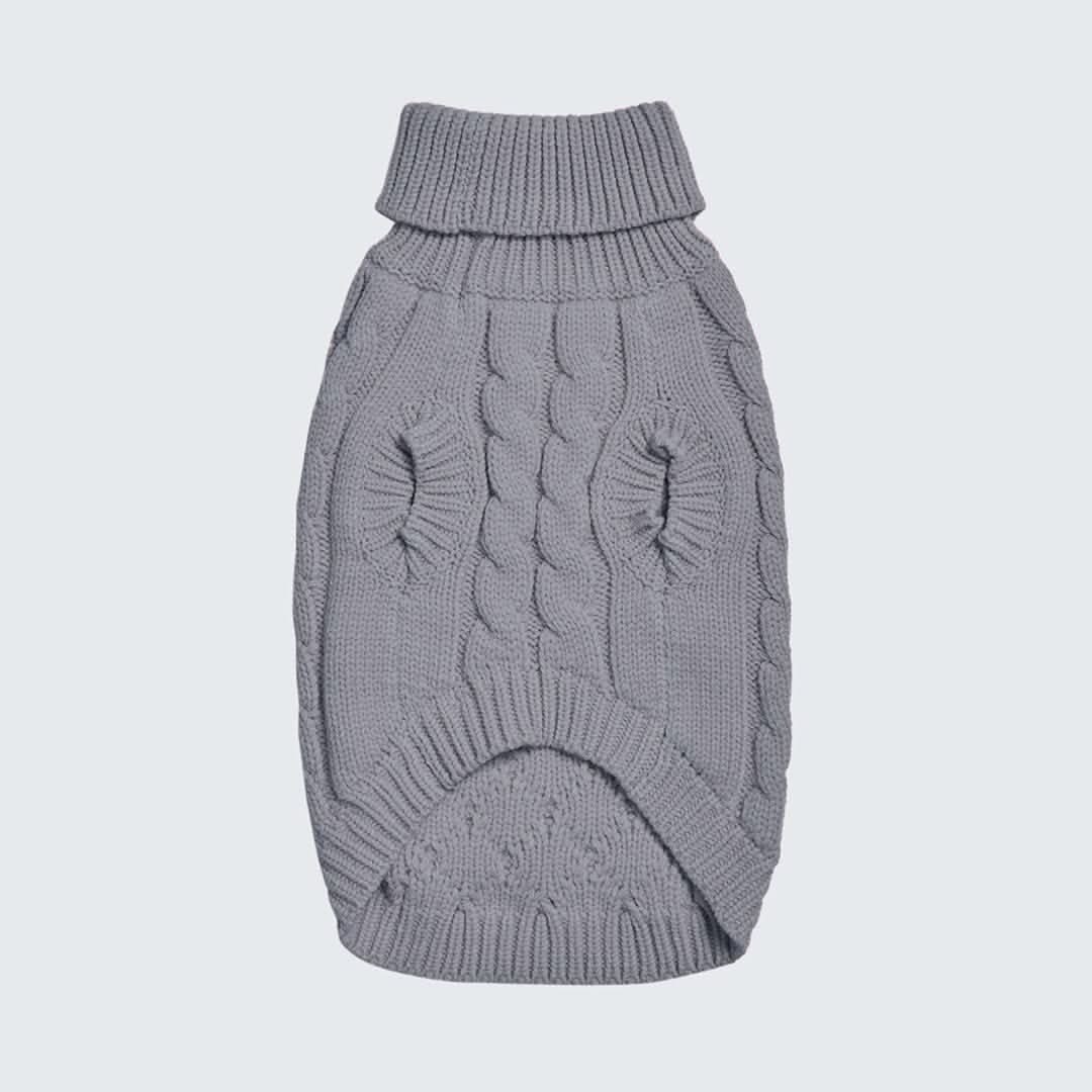 Cable Knit Dog Sweater - Grey - Image 9