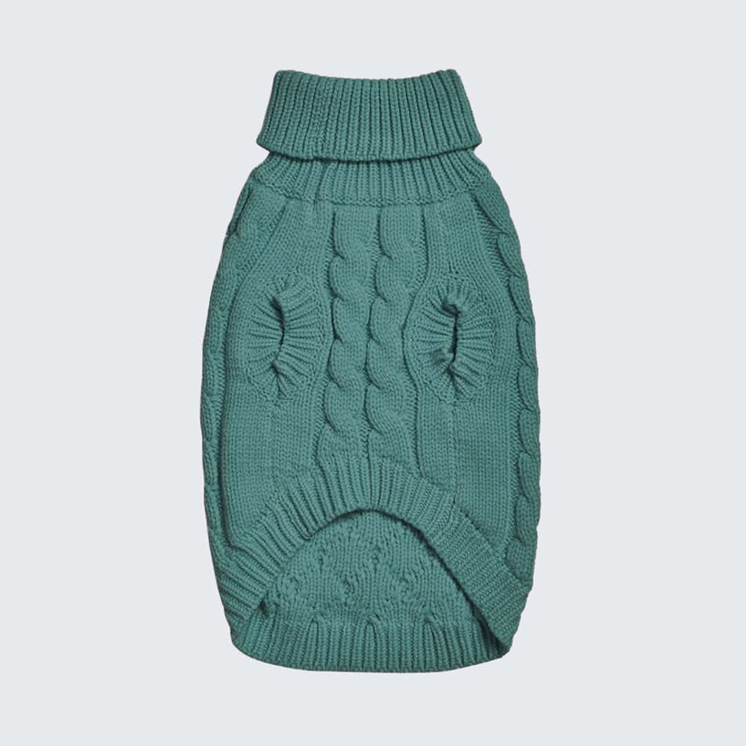 Cable Knit Dog Sweater - Pine Green - Image 10