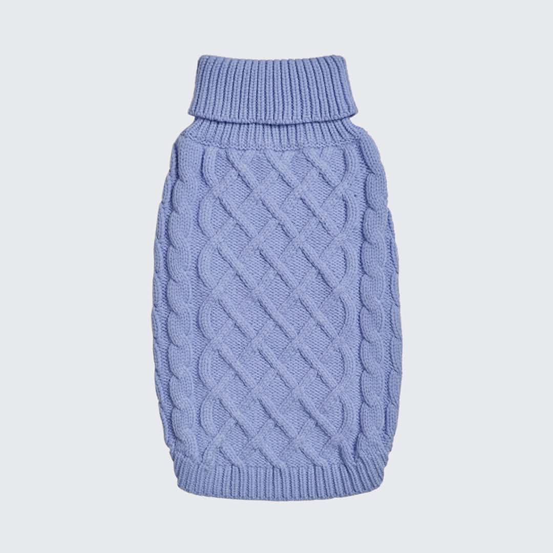 Cable Knit Dog Sweater - Blue - Image 7