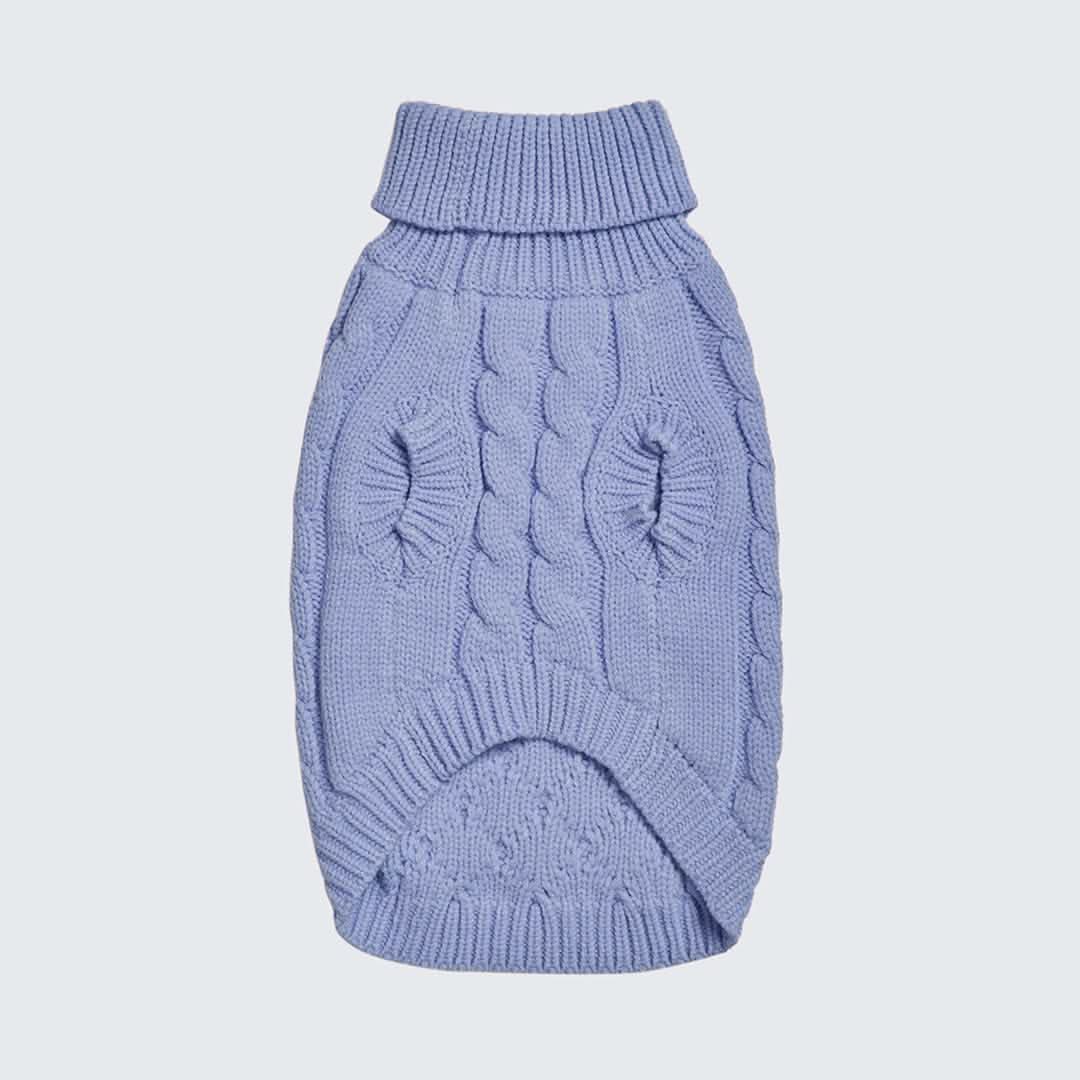 Cable Knit Dog Sweater - Blue - Image 8