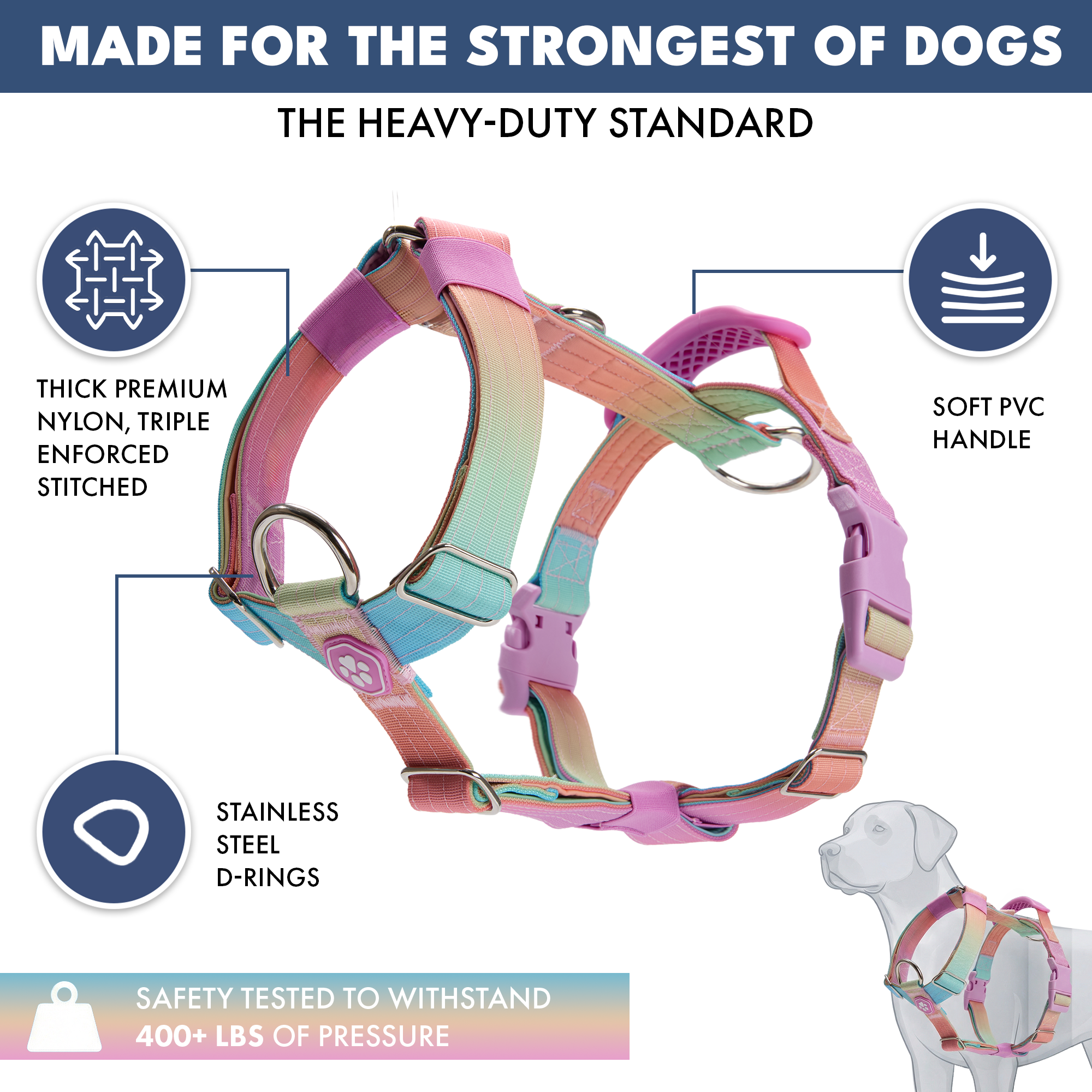Comfort Control No-Pull Dog Harness Set - Pastel Icing - Image 2