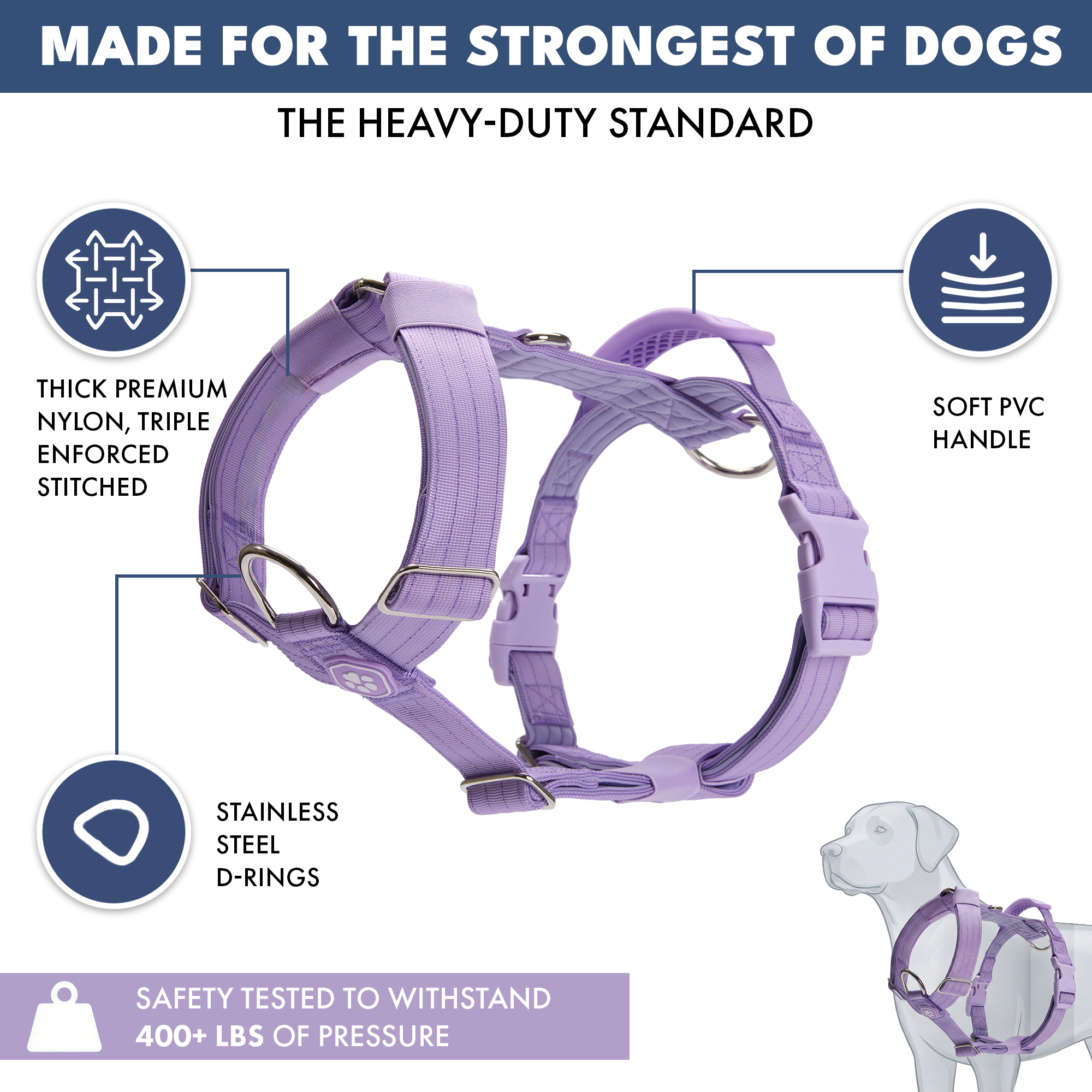 Comfort Control No-Pull Dog Harness Set - Lilac - Image 2