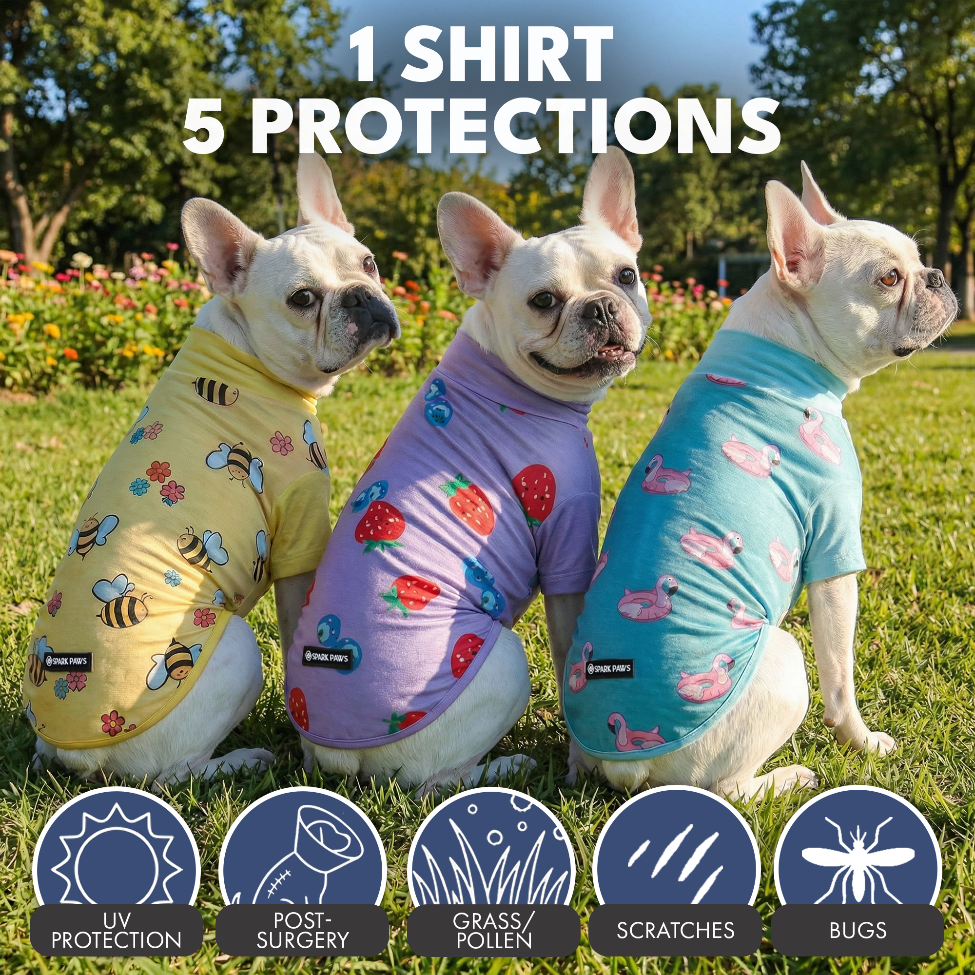 Sunblock Dog T-Shirt (3-pack) - Bees. Flamingo. Berries - Image 8