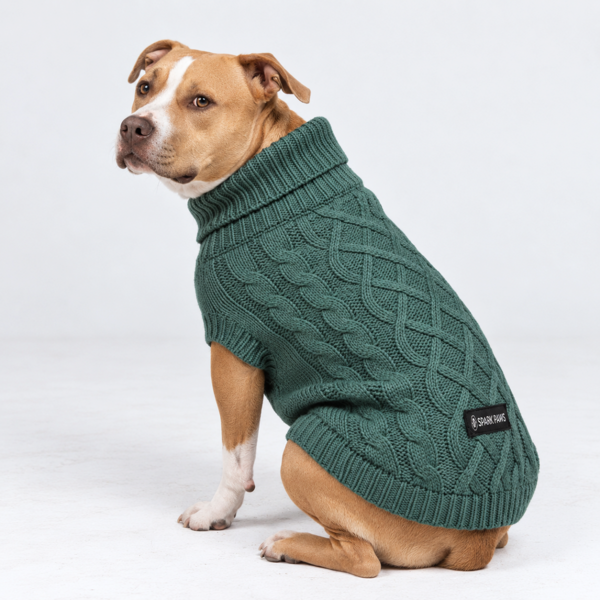 Cable Knit Dog Sweater - Pine Green - Image 8
