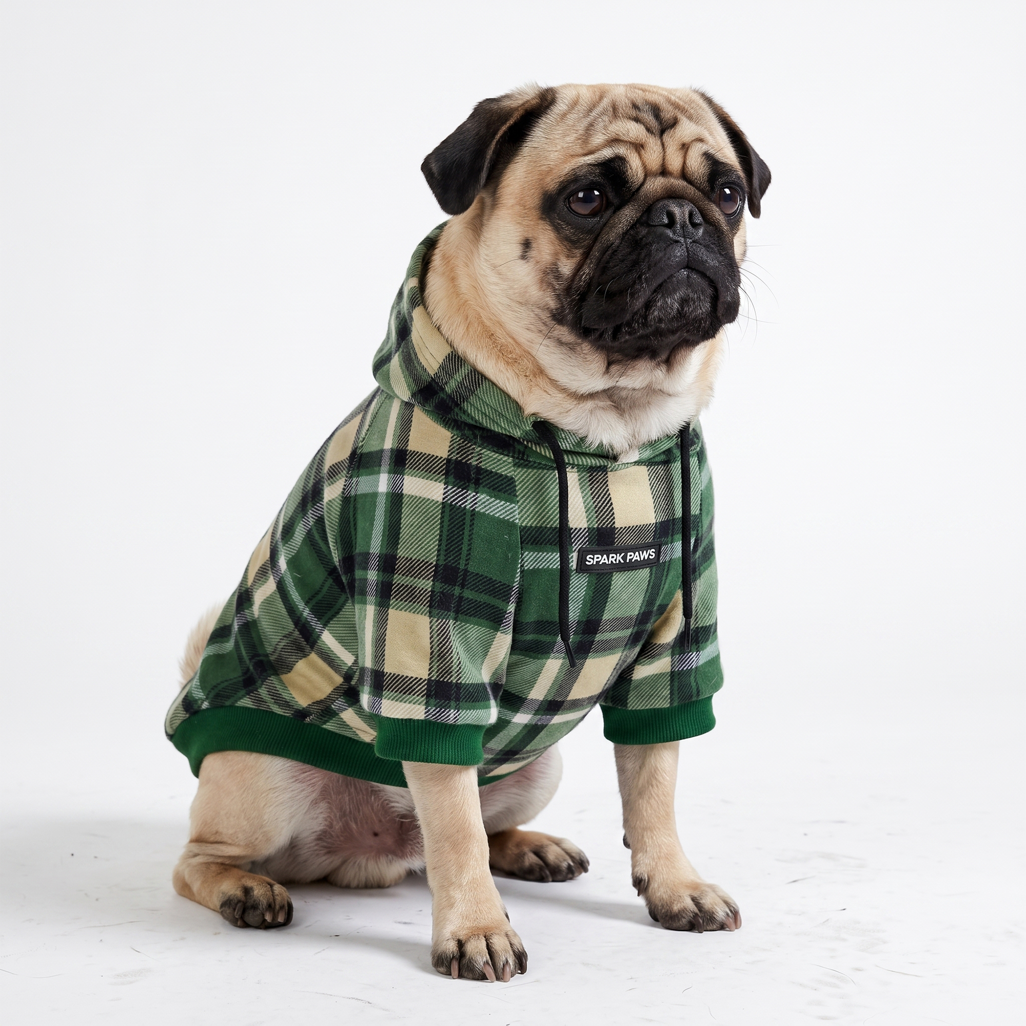 Green Plaid Dog Hoodie - Image 3