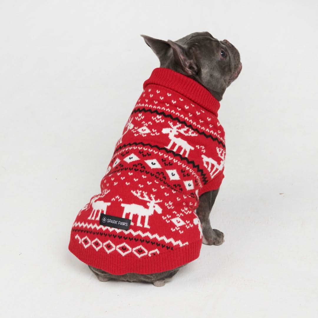 Knit Christmas Dog Sweater - Dasher Red - Image 5